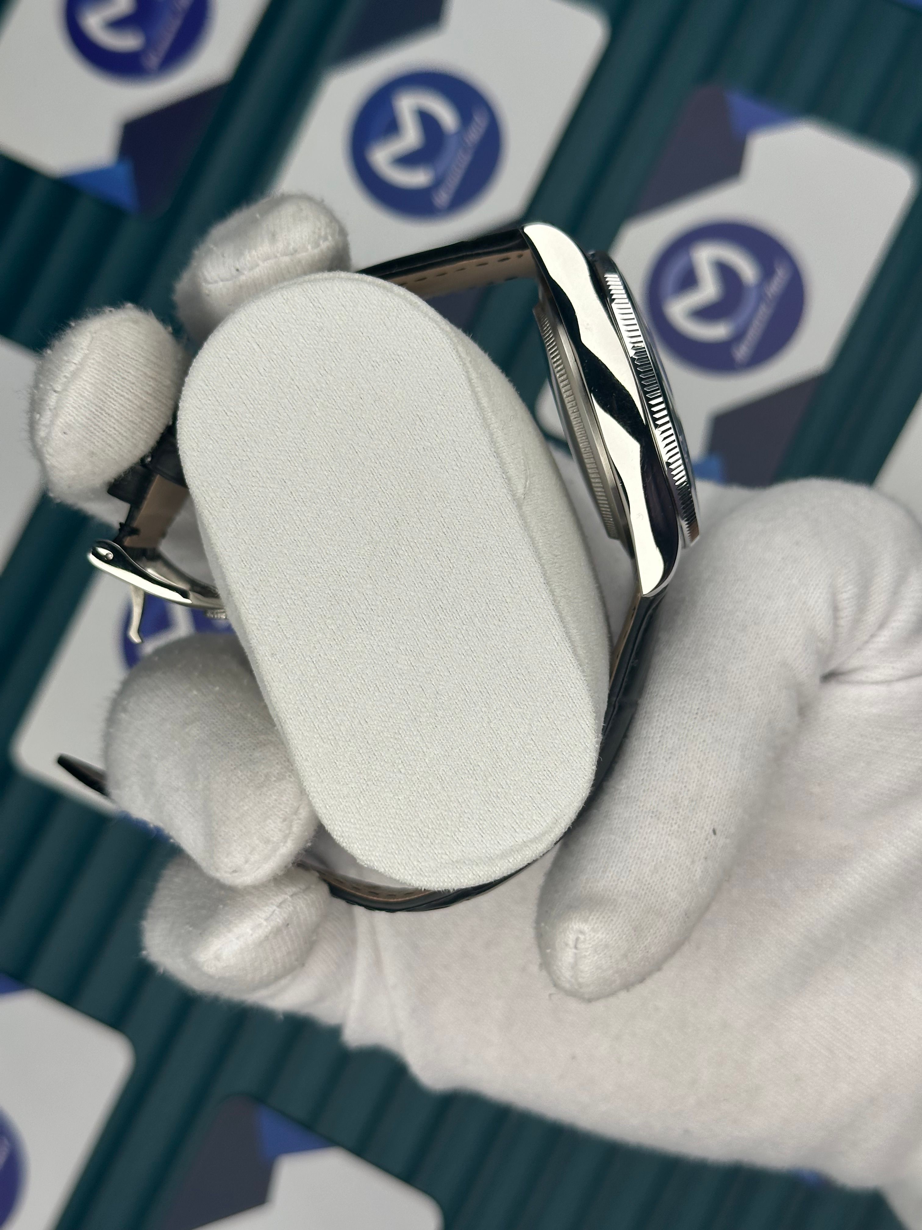 Rolex Cellini Gümüş Kasa Fonskiyonlu Siyah Deri Kordon