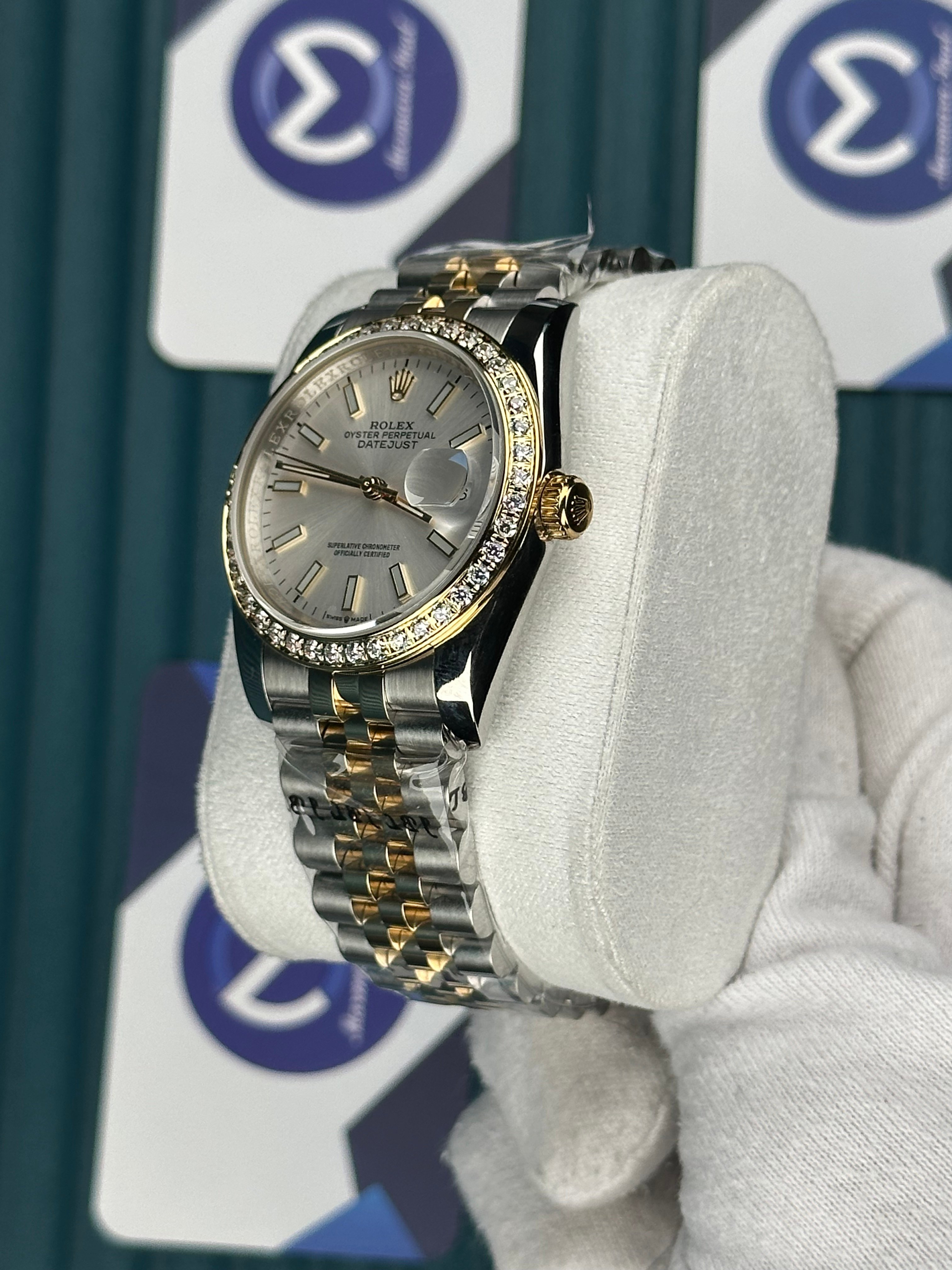 ROLEX 36 BEYAZ KADRAN PIRLANTA BEZEL GOLD-SILVER JUBILEE