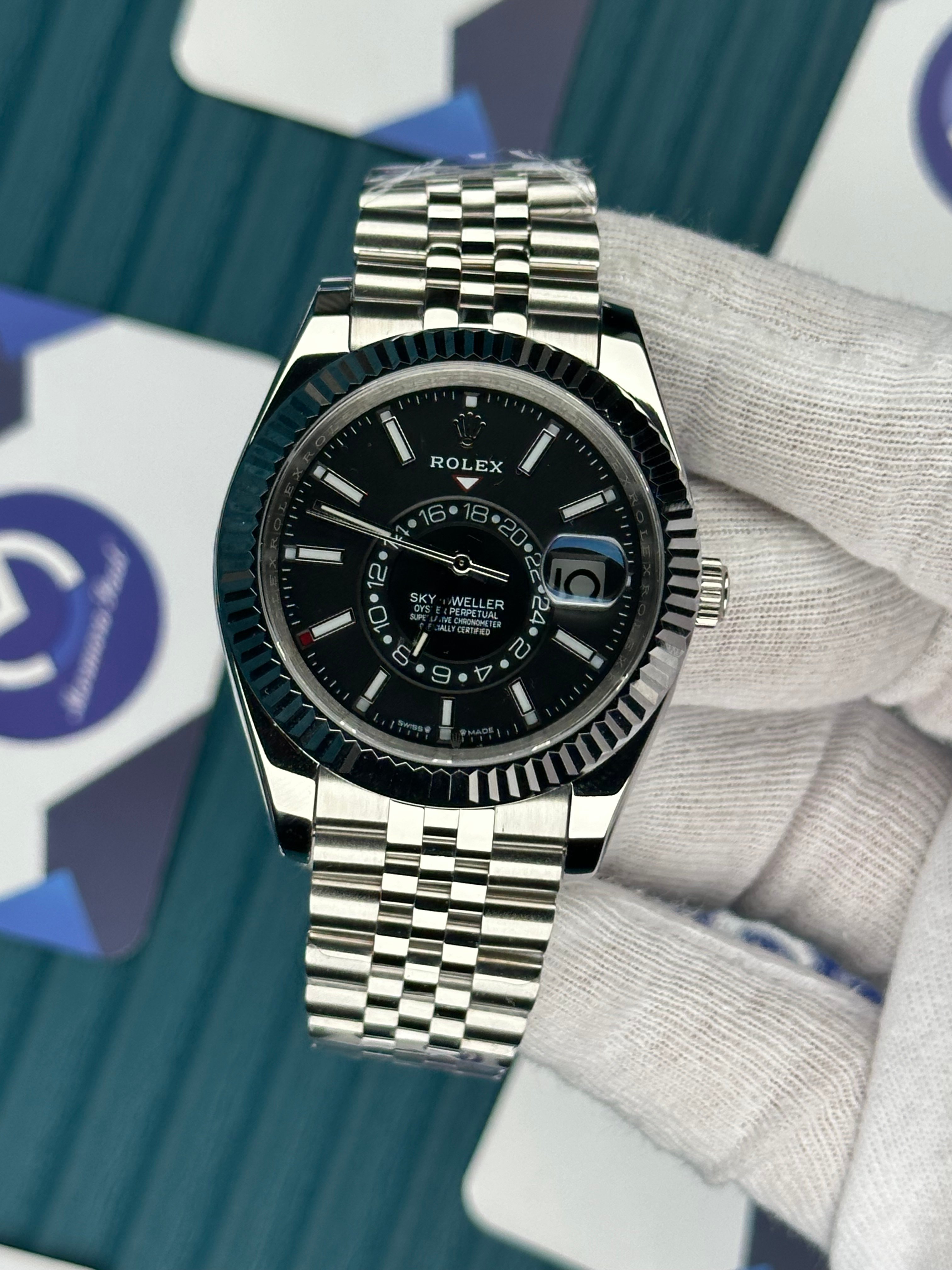 ROLEX SKY-DWELLER BLACK DIAL SILVER JUBILE