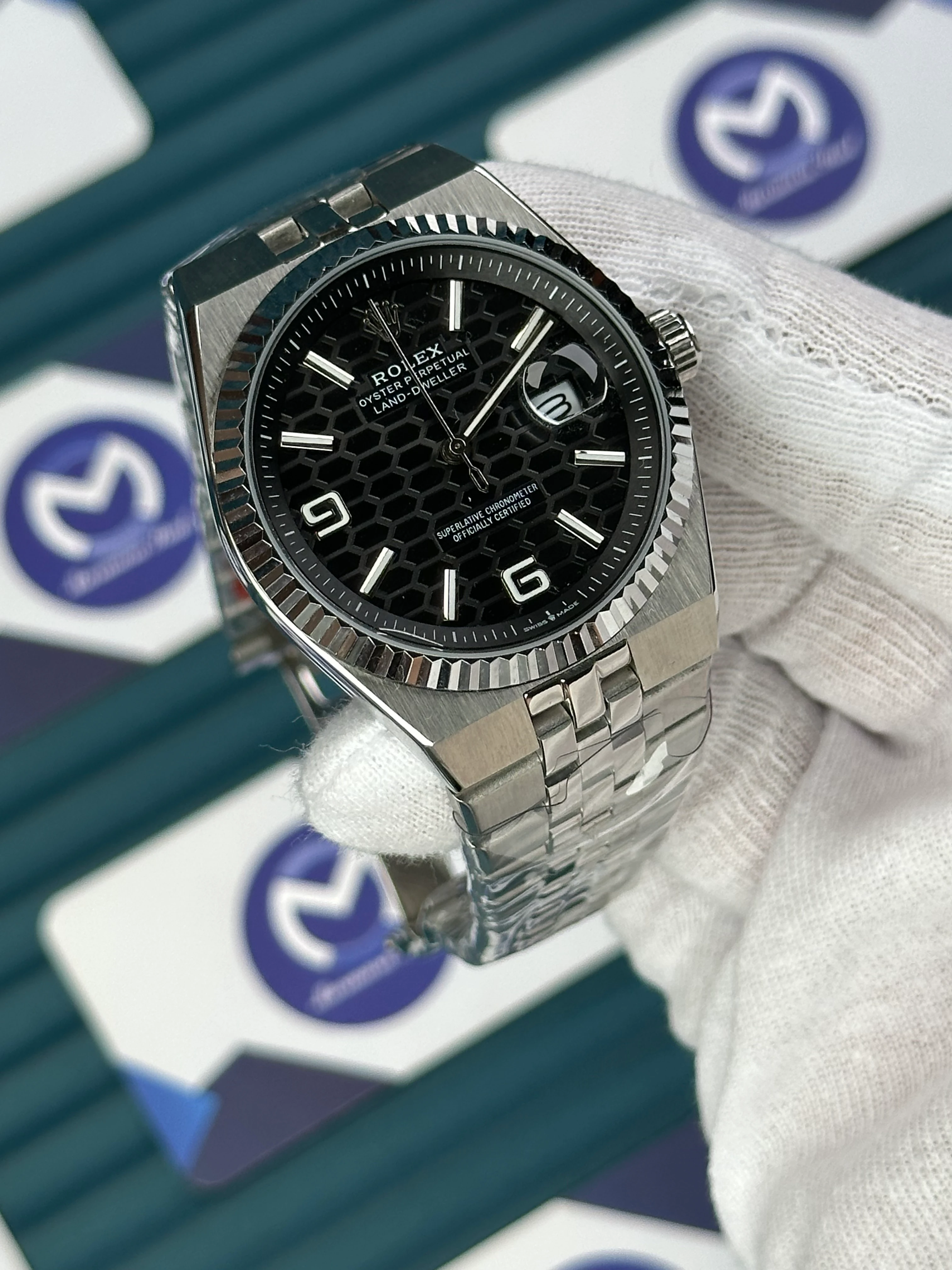 ROLEX LAND DWELLER BLACK DIAL SILVER OYSTERSTEEL