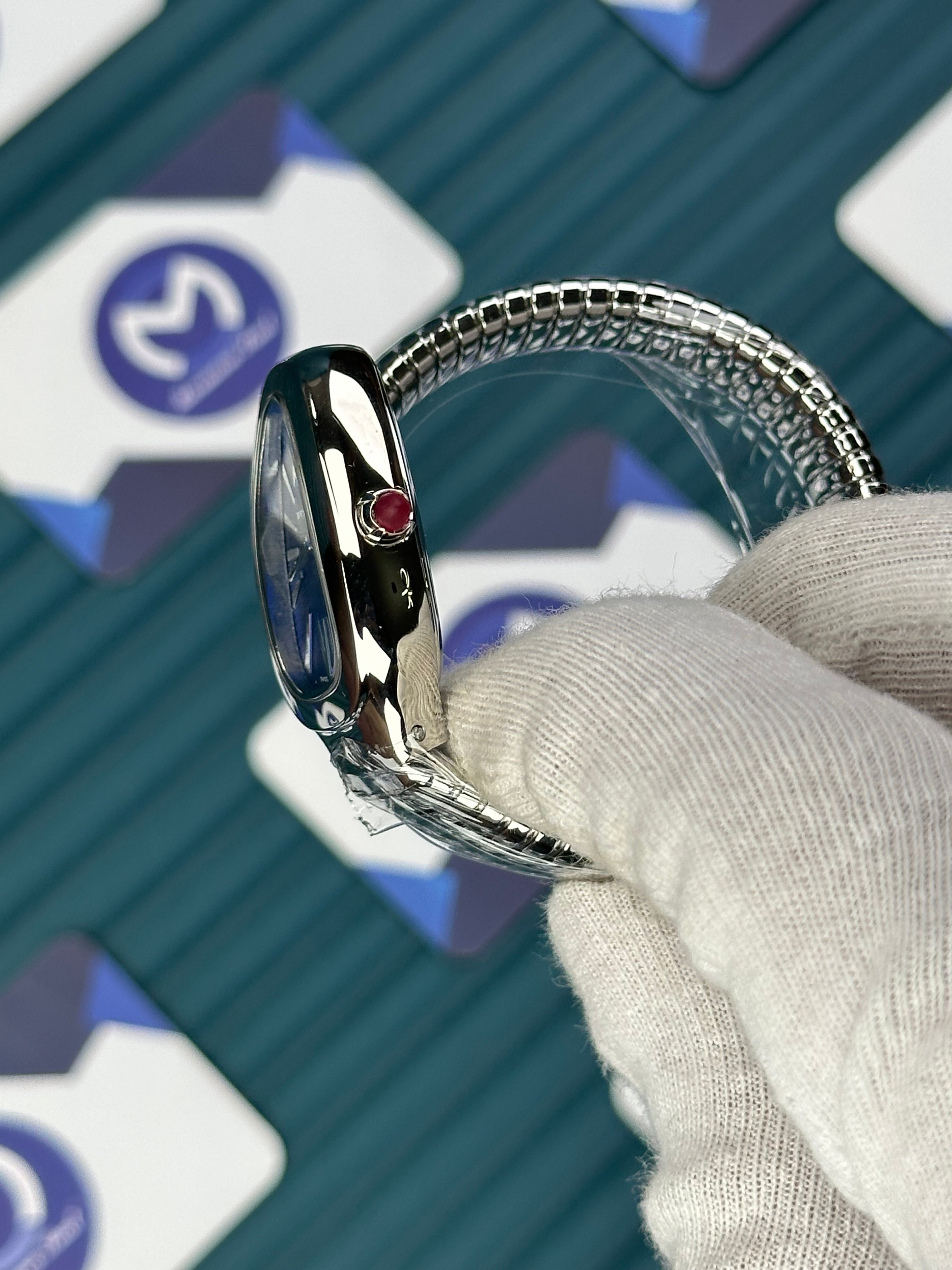 BVLGARI SERPENTI BLUE DIAL SILVER SHORT TUBOGAS