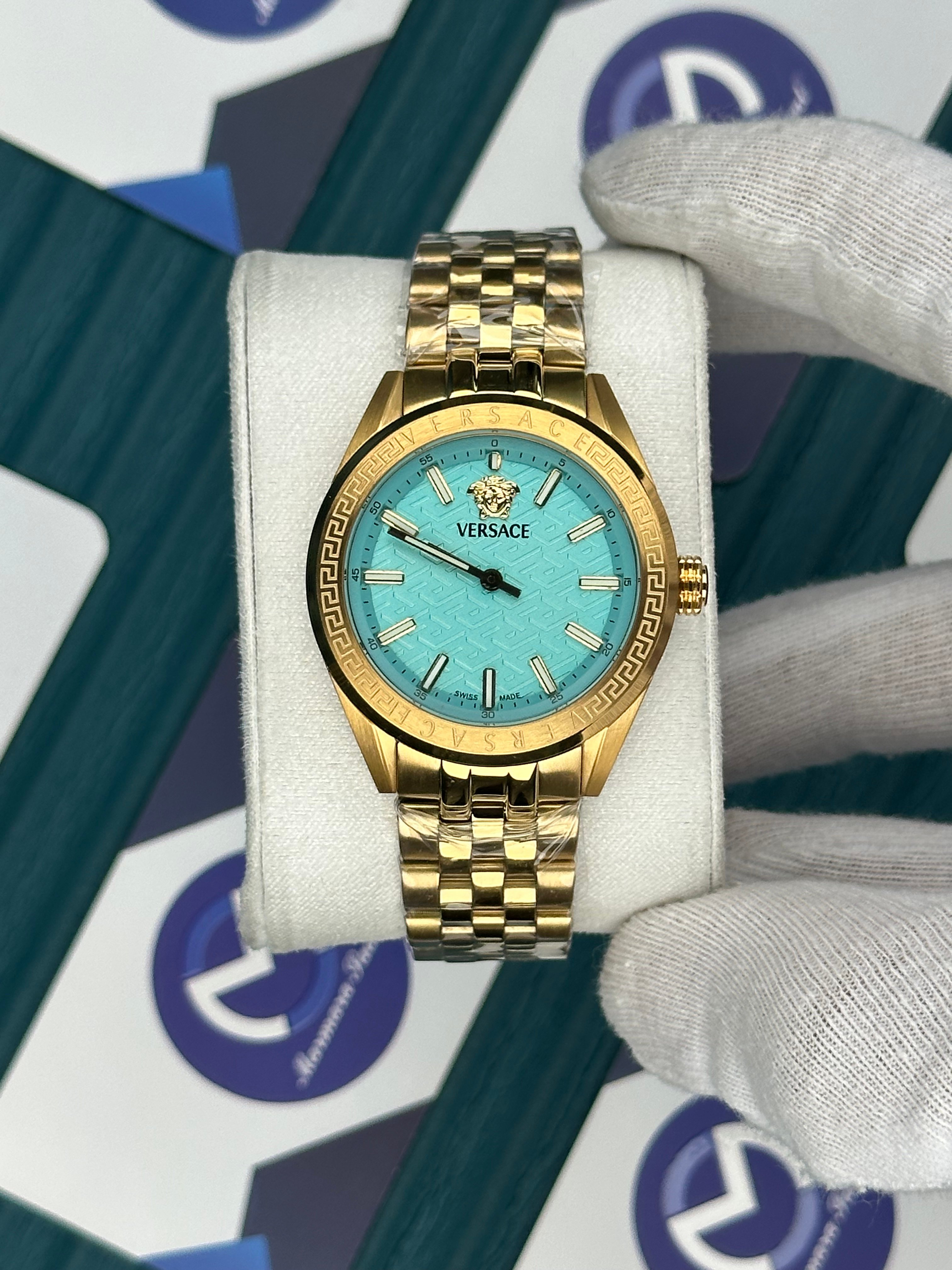 VERSACE 36 TURQUOISE DIAL GOLD JUBILE