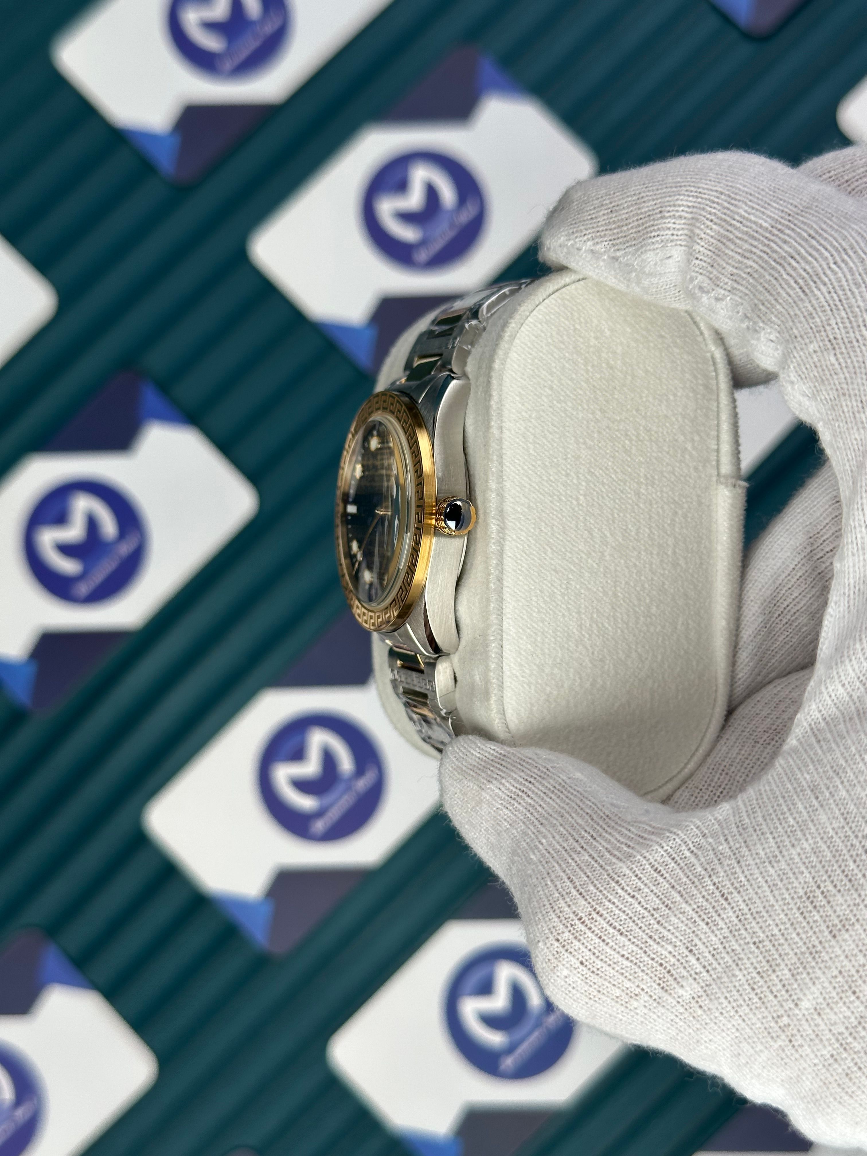 VERSACE 36 MOZAIK BLUE DIAL GOLD-SILVER CORD