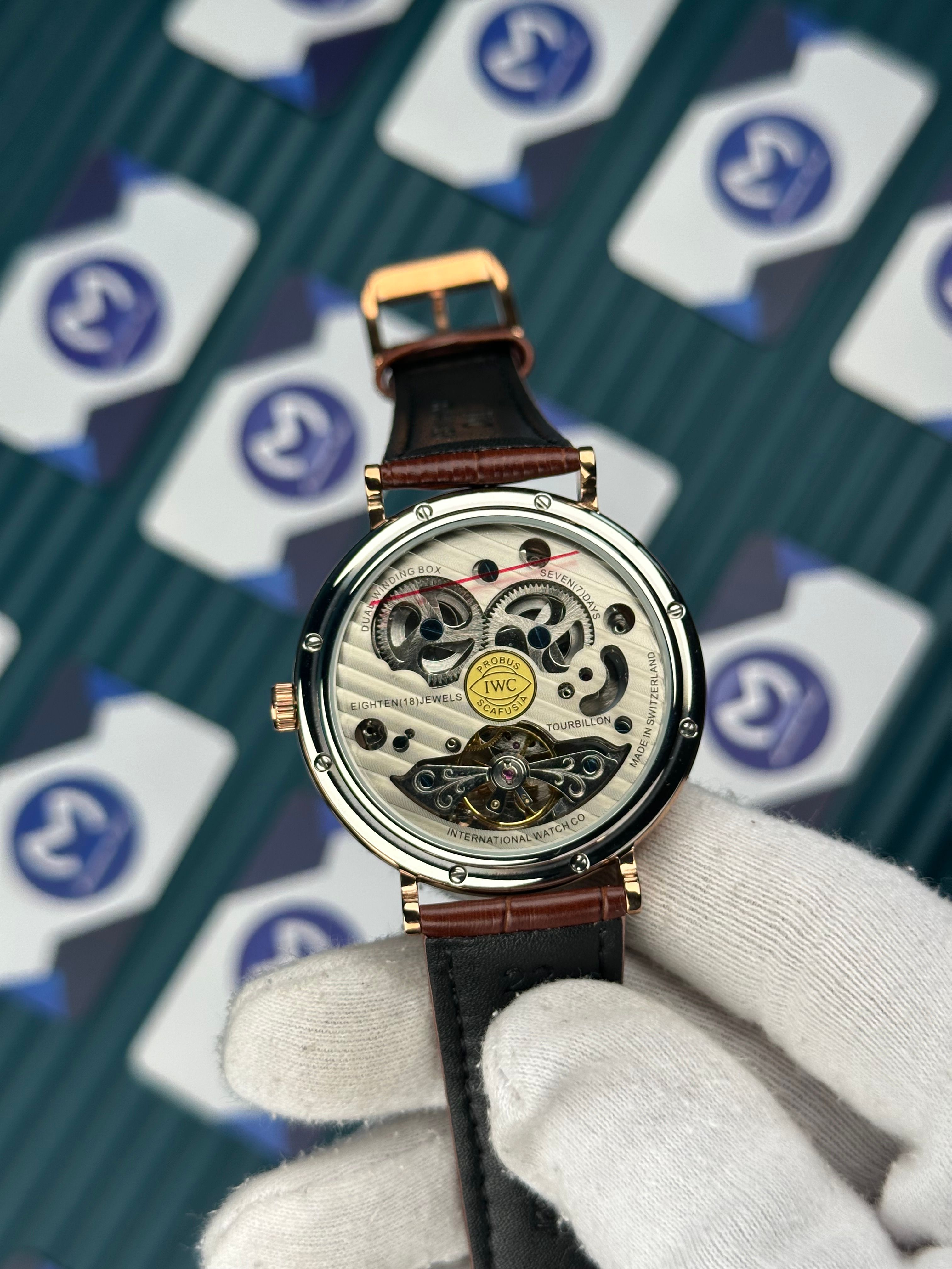 IWC Schaffhausen Moon Brown Leather Cord White Dial