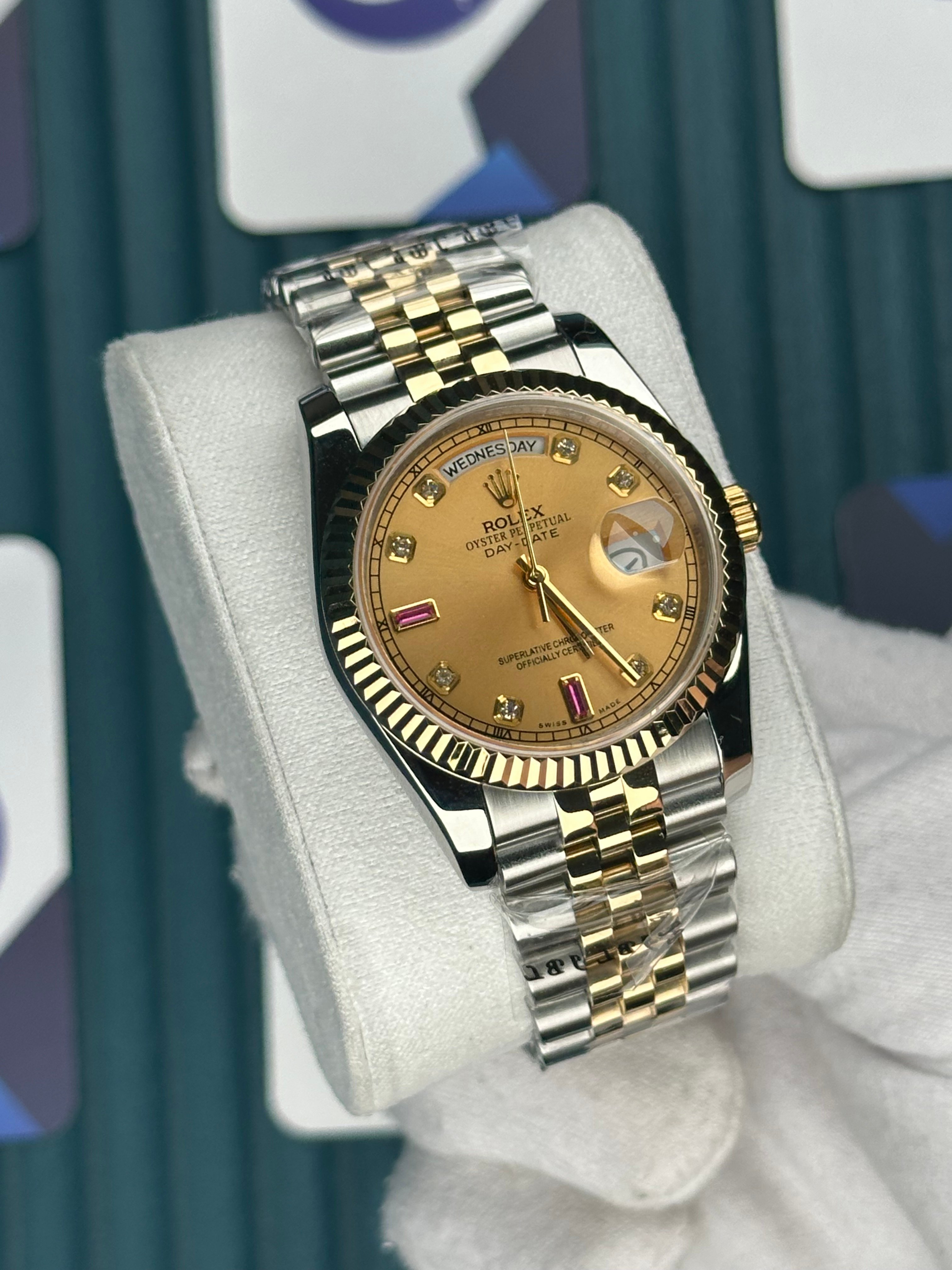 ROLEX 36 GOLD KADRAN PIRLANTA INDEX GOLD-SILVER JUBILEE