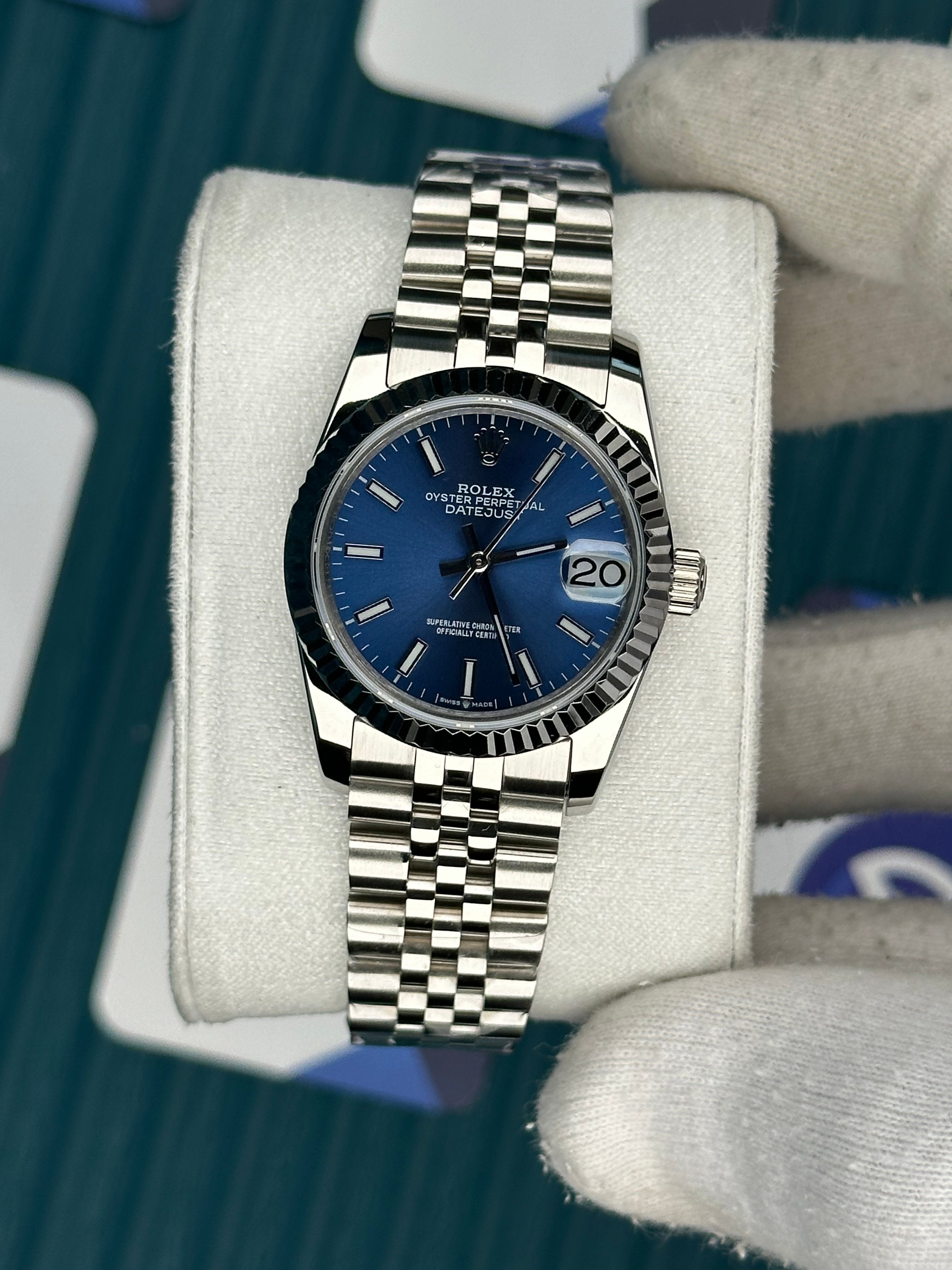 ROLEX 31 BLUE DIAL SILVER JUBILEE