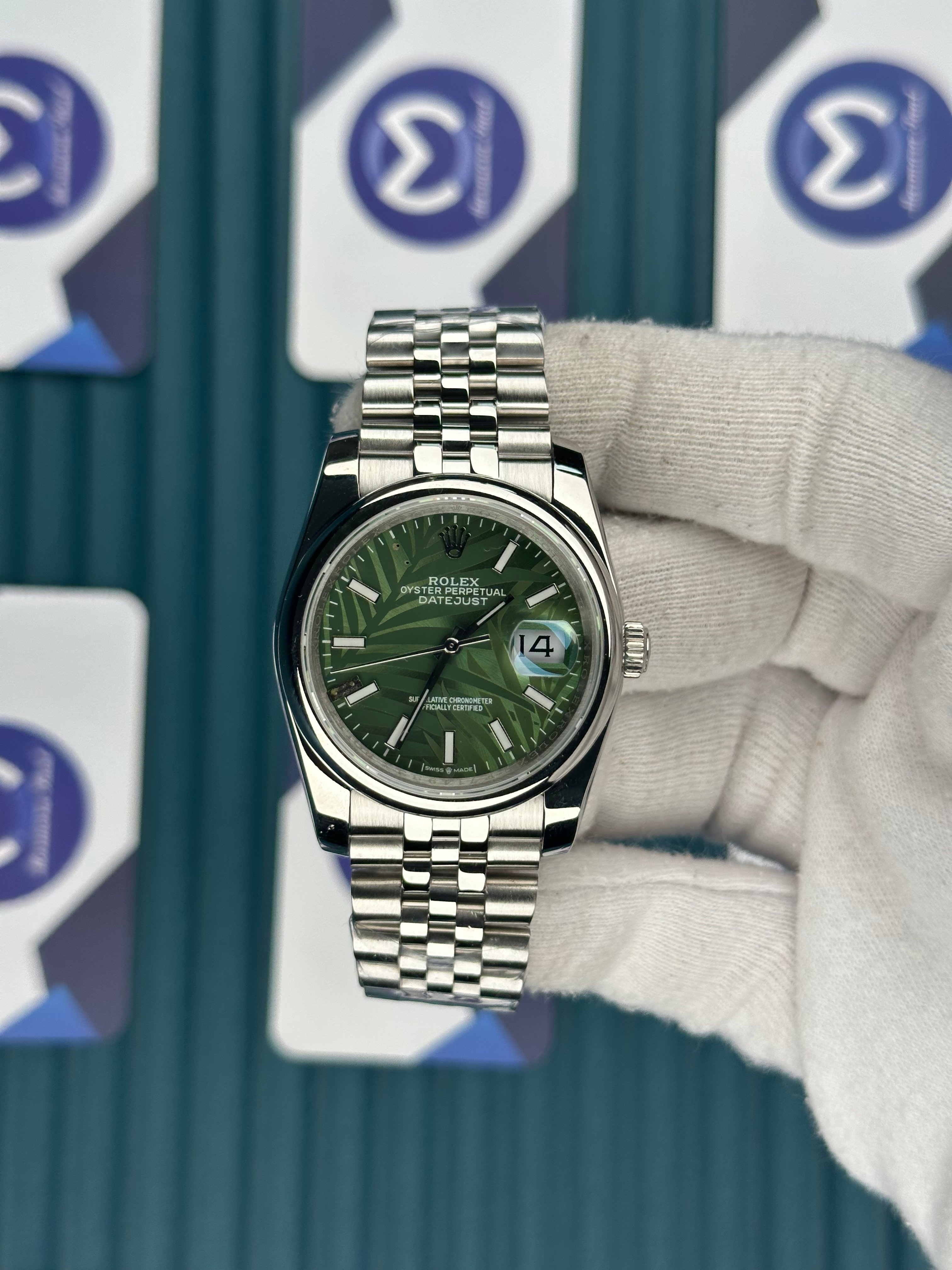 ROLEX 36 YEŞİL MOZAİK KADRAN OVAL BEZEL SILVER JUBILEE