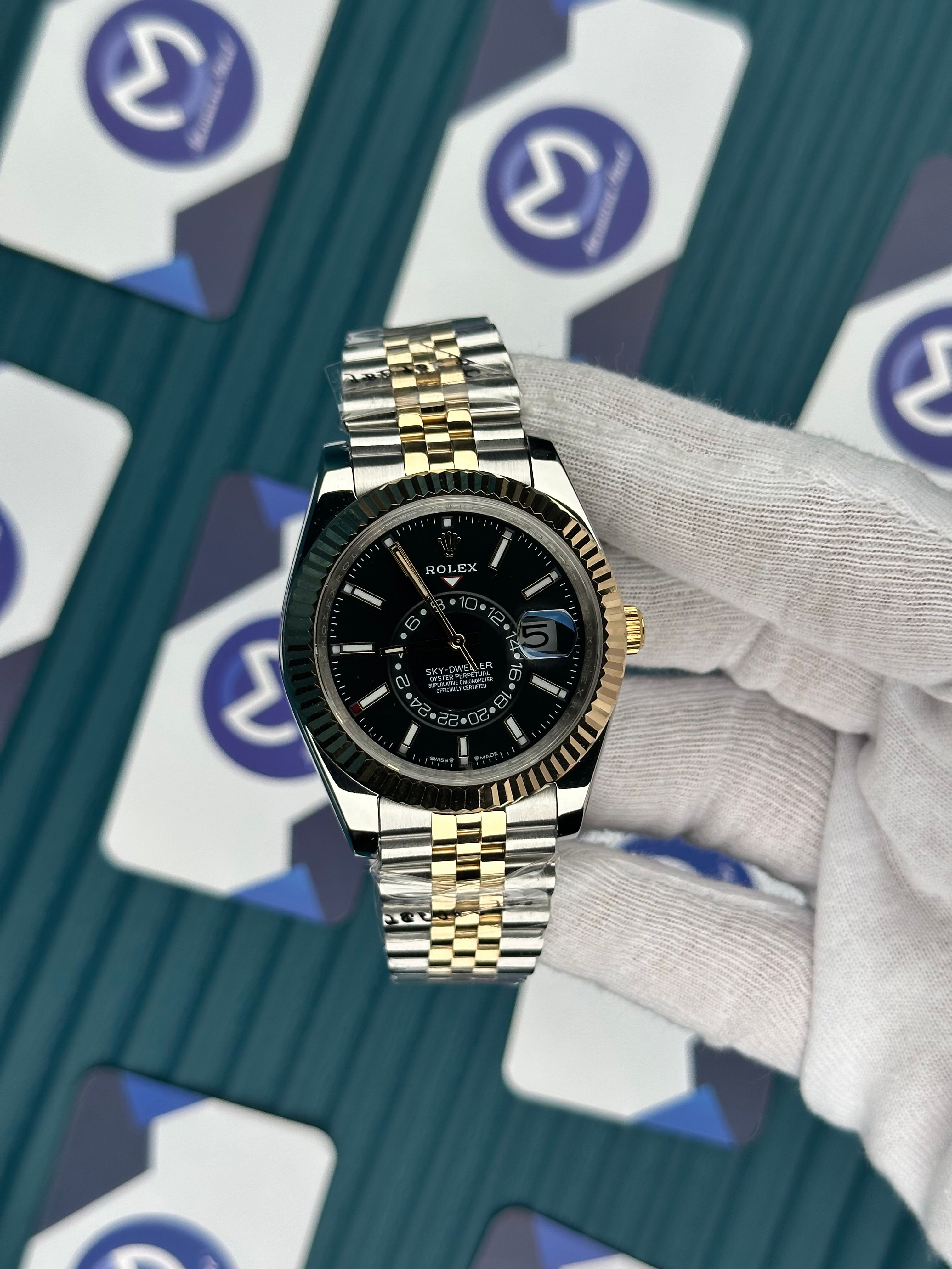 ROLEX SKY-DWELLER BLACK DIAL GOLD-SILVER JUBILE