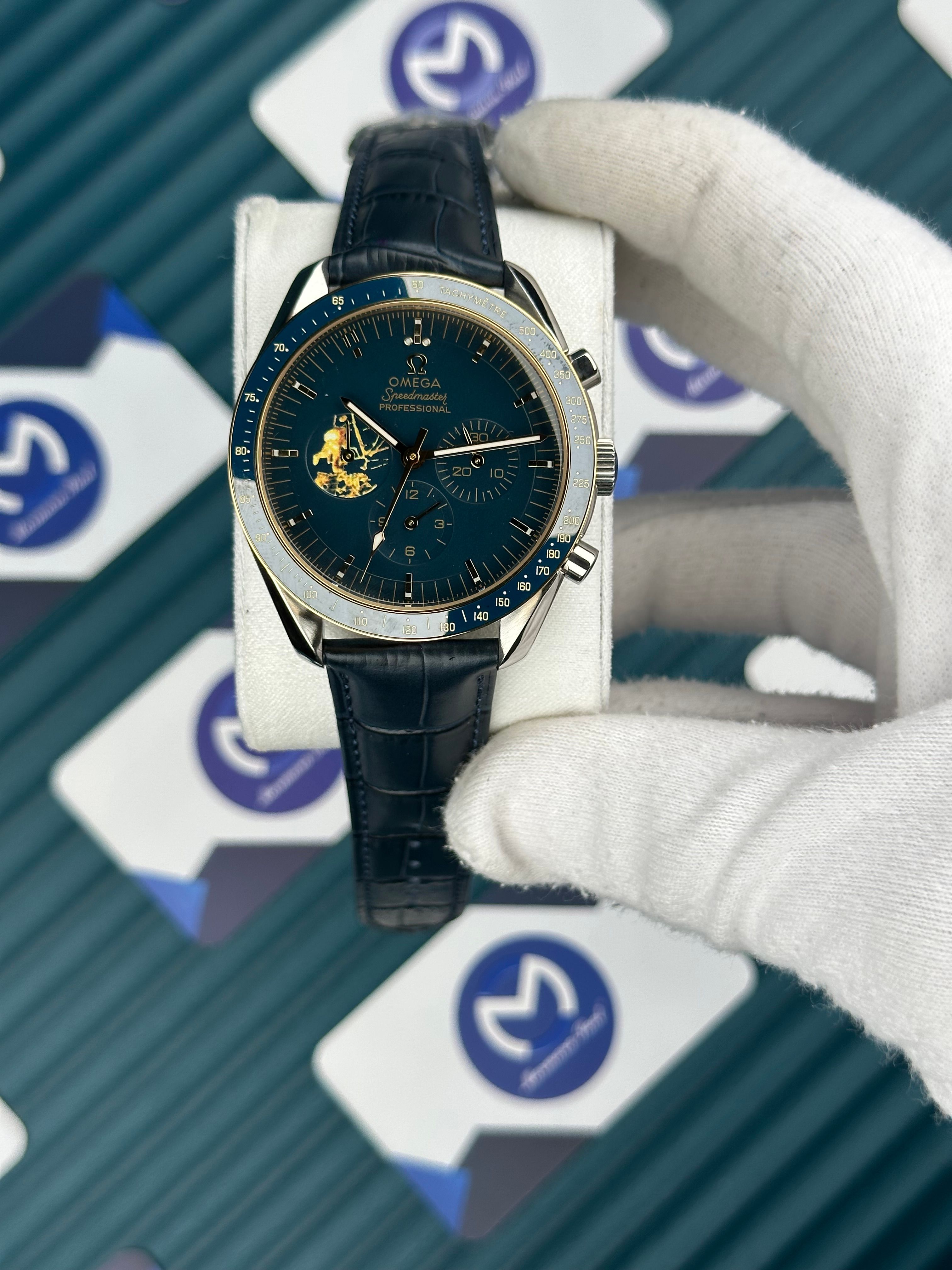 Omega Eyes On The Moon Chronograph Desenli Deri Kordon