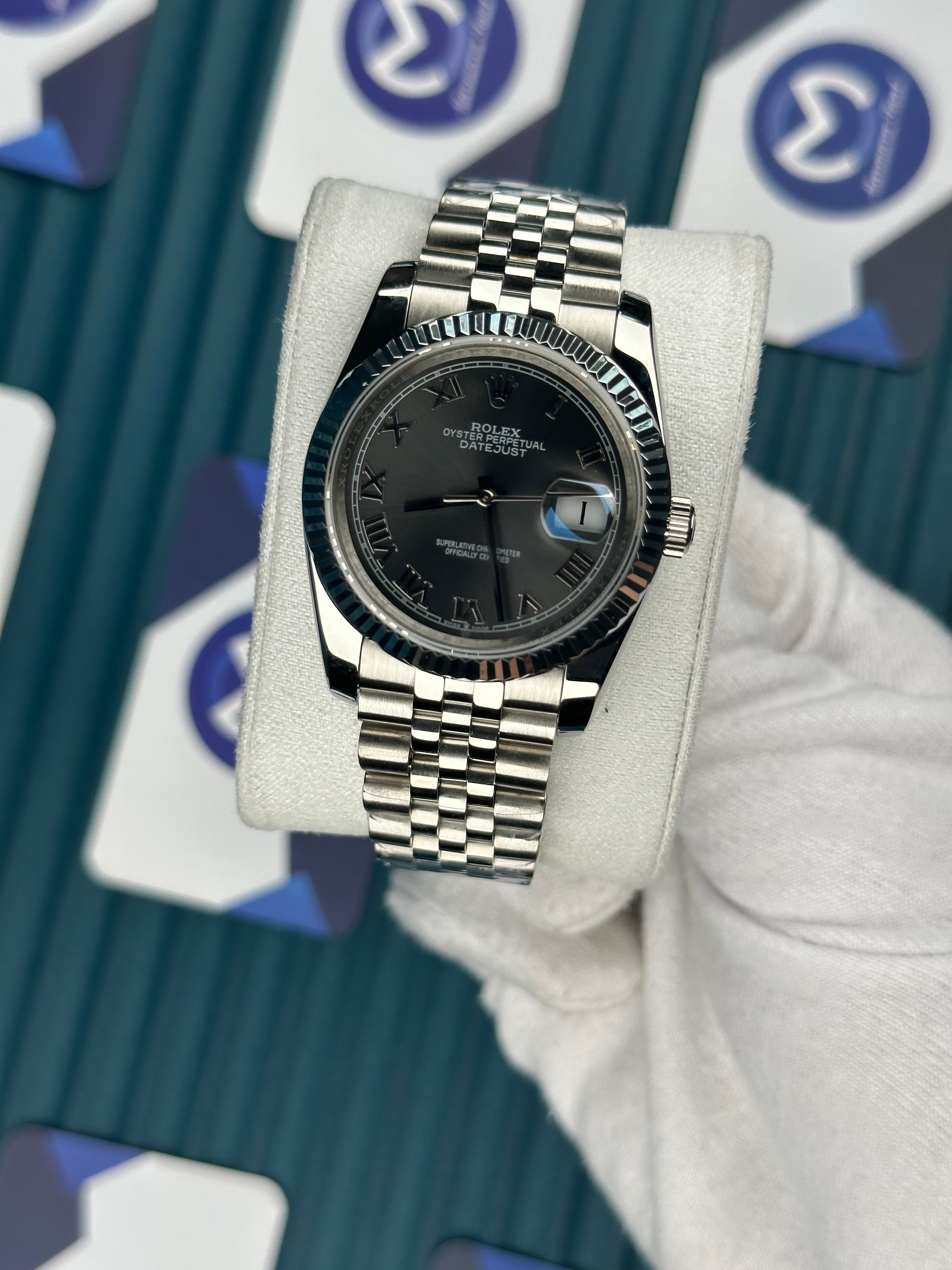 ROLEX 36 GREY DIAL SILVER JUBILEE
