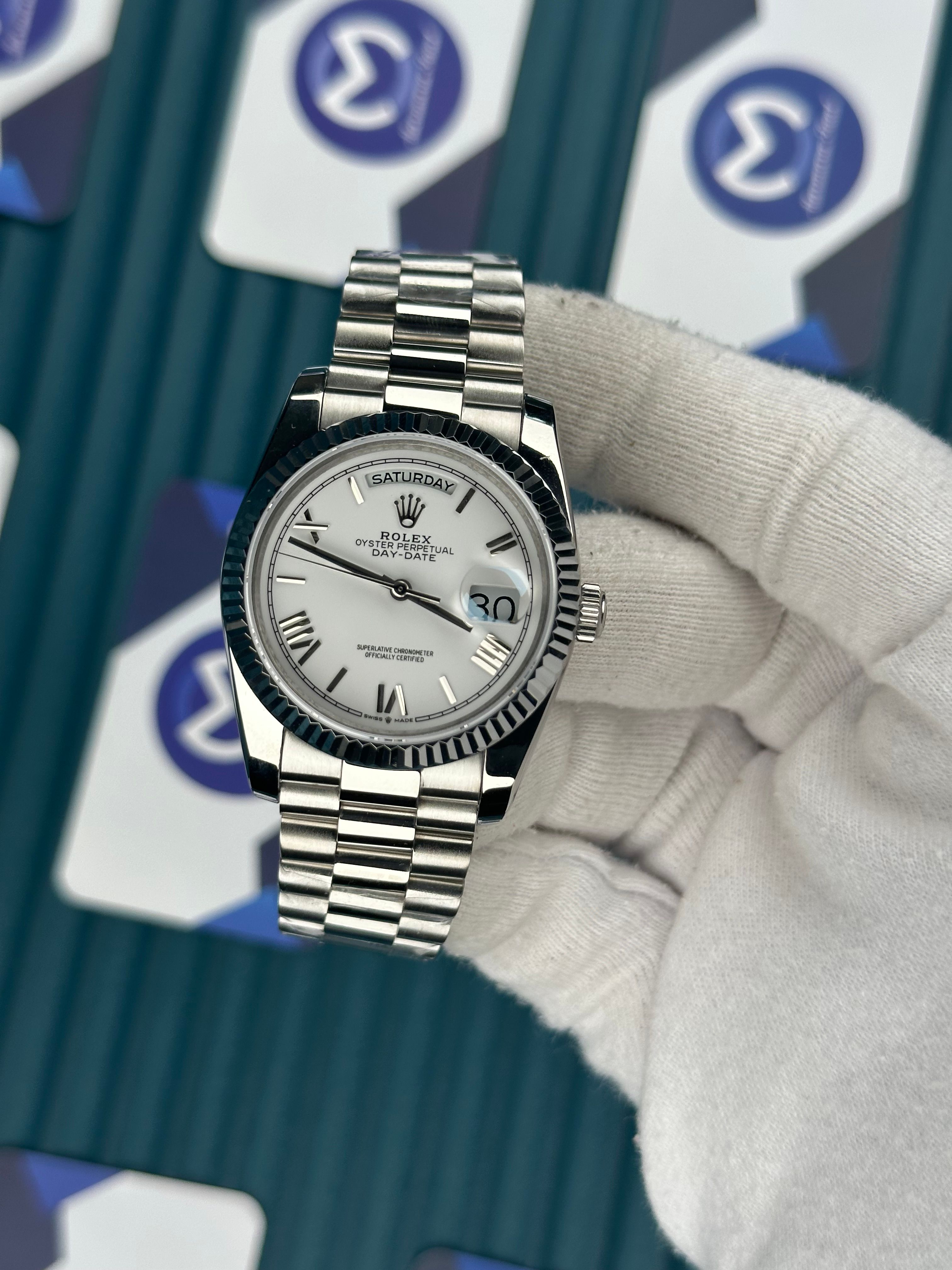 ROLEX 36 DAYDATE WHITE ROMA DIAL SILVER PRESIDENT 