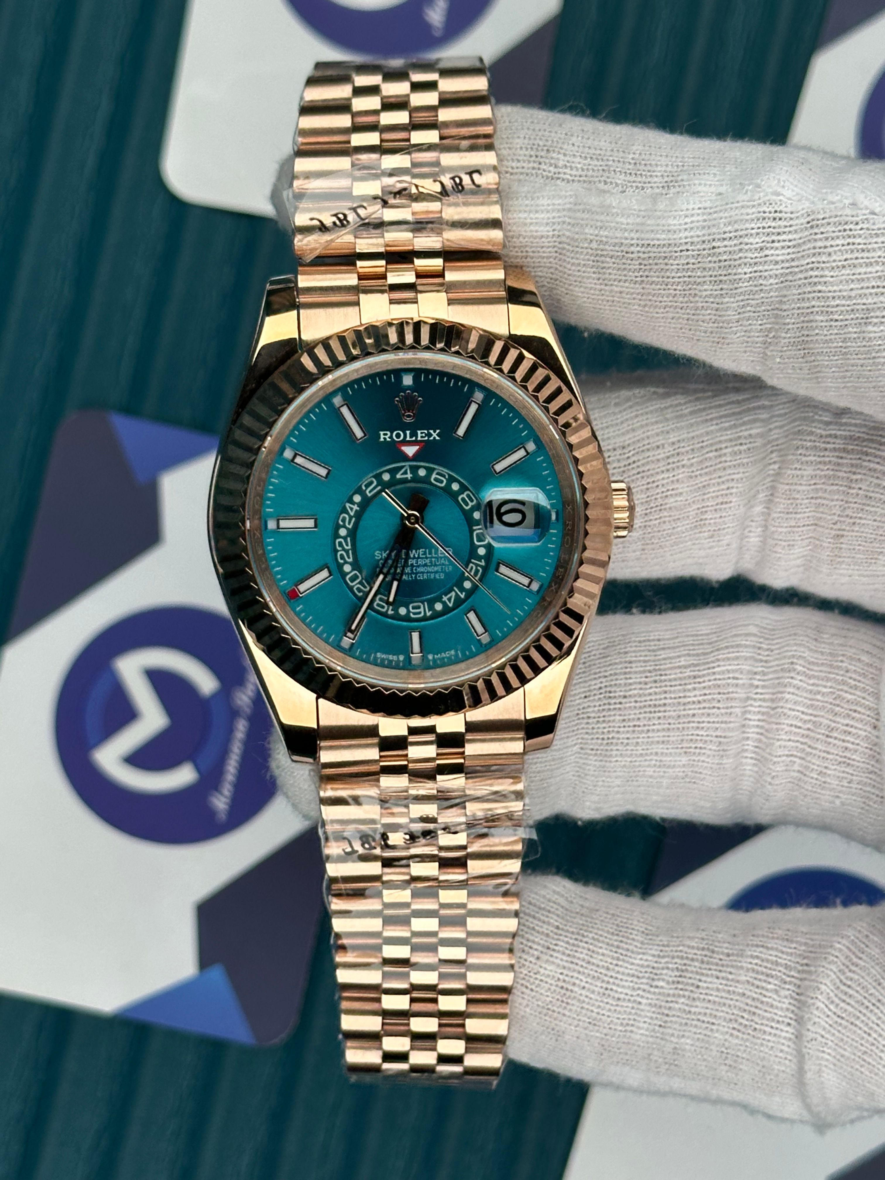 ROLEX SKY-DWELLER BLUE DIAL ROSE JUBILE