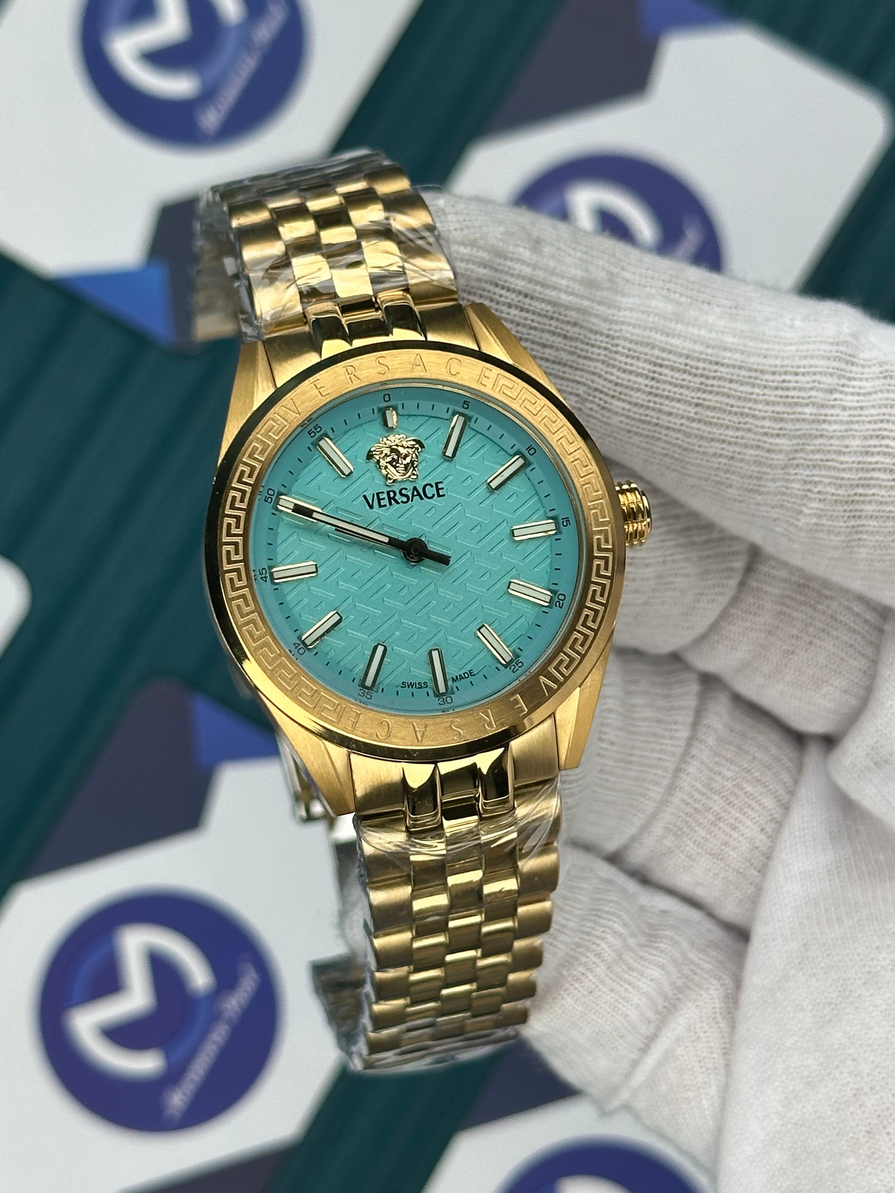 VERSACE 36 TURQUOISE DIAL GOLD JUBILE