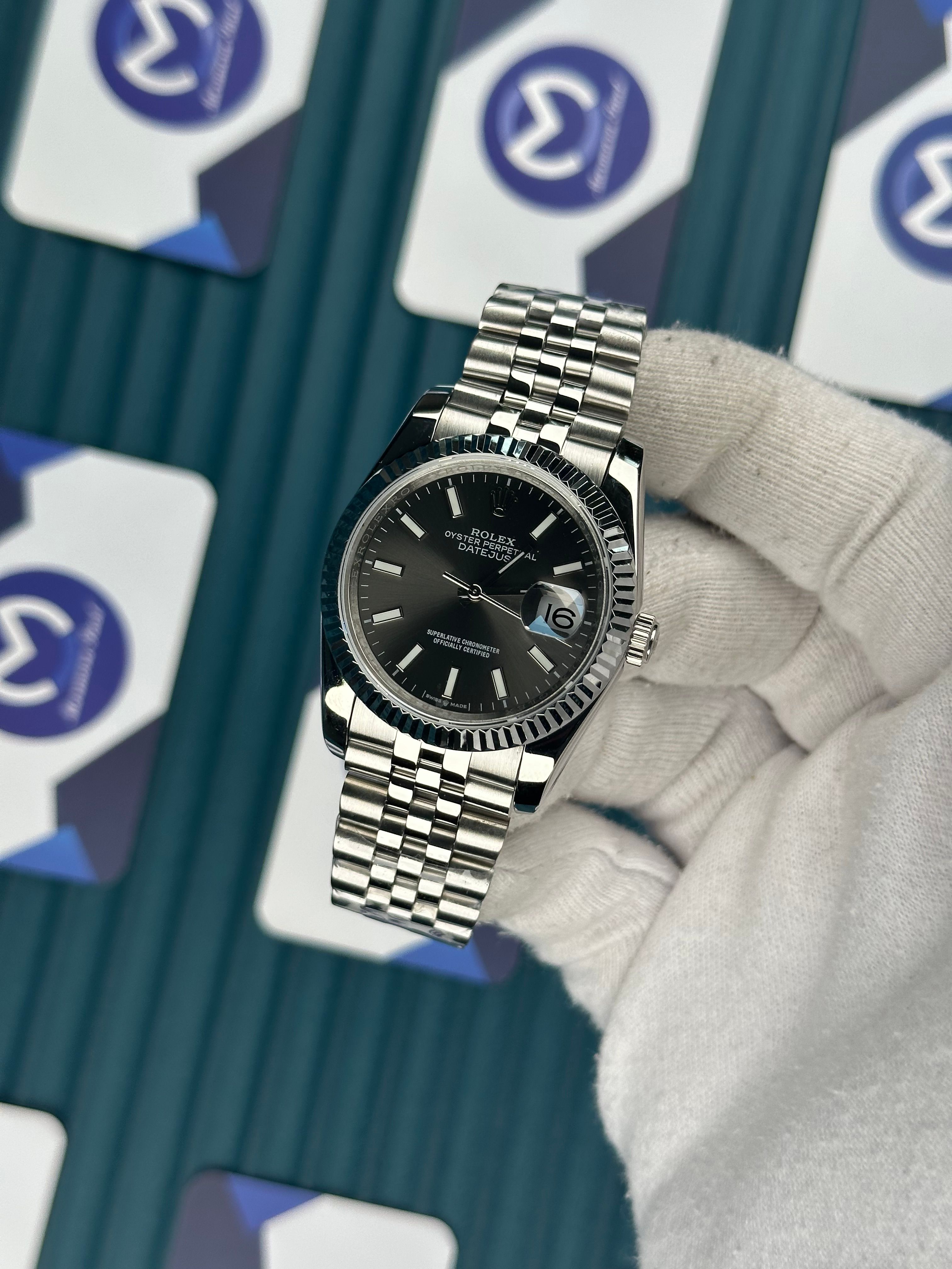 ROLEX 36 DATEJUST GREY DIAL SILVER JUBILEE 