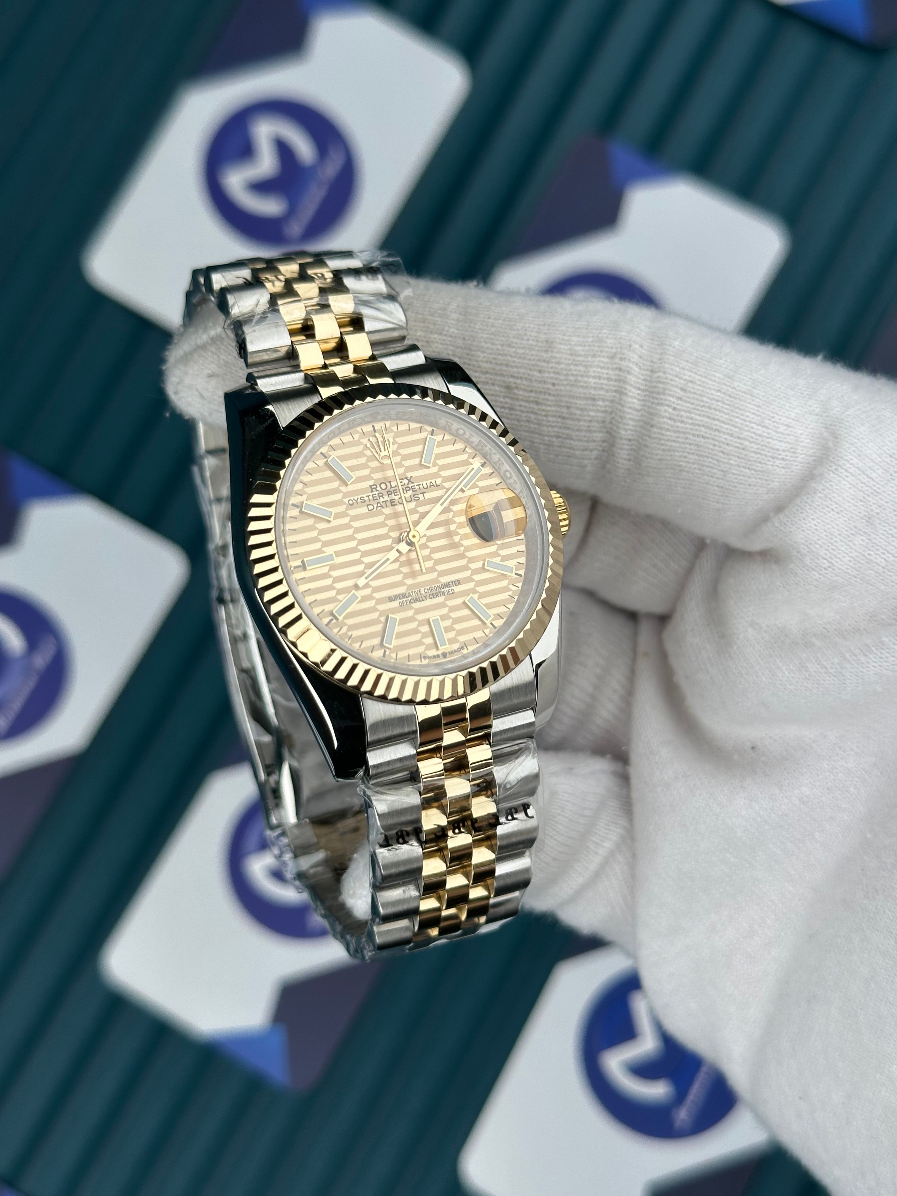 ROLEX 36 MOZAIK GOLD KADRAN DUZ INDEX GOLD-SILVER JUBILEE