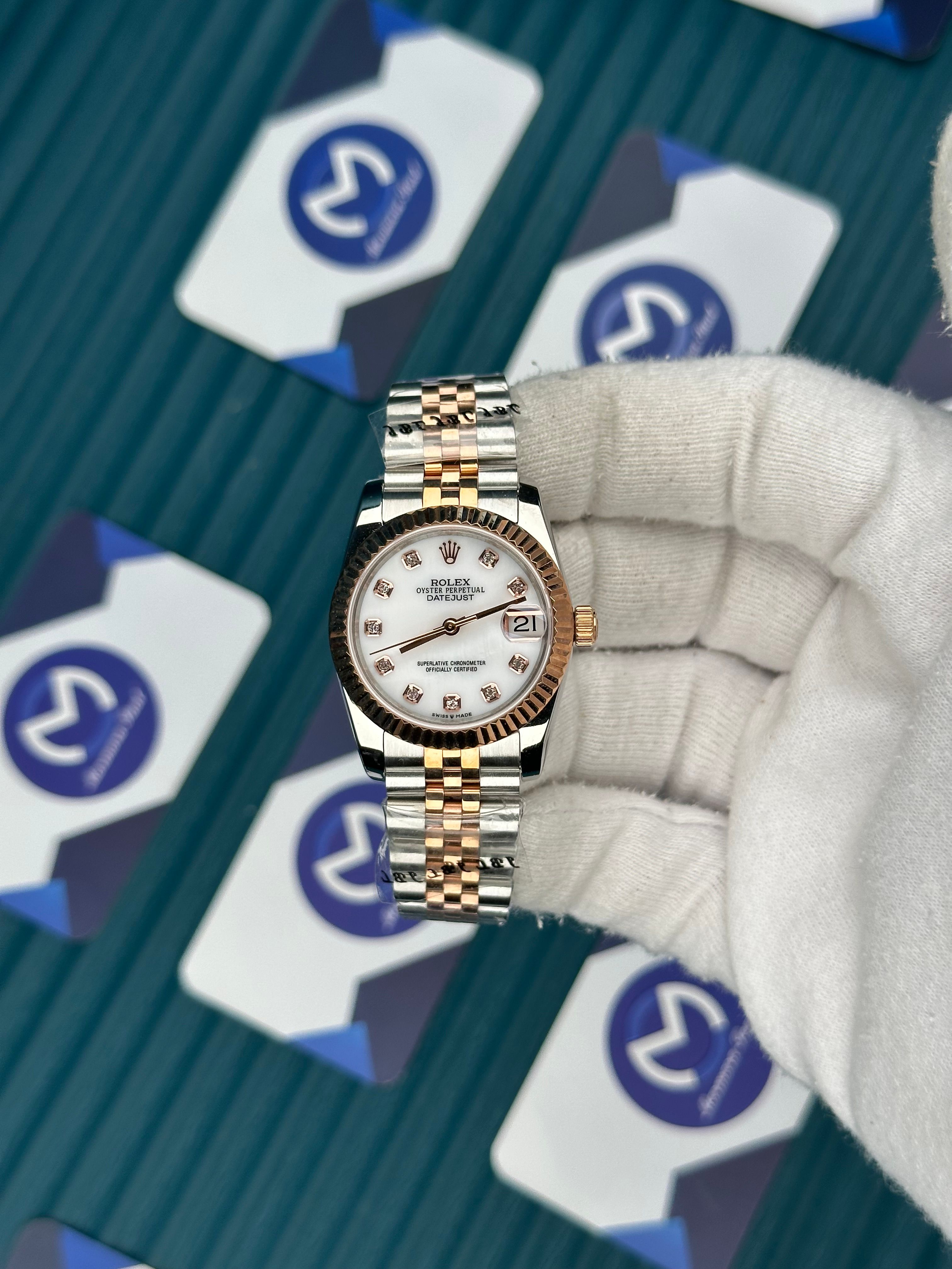 ROLEX 31 WHITE DIAL ROSE-SILVER JUBILEE