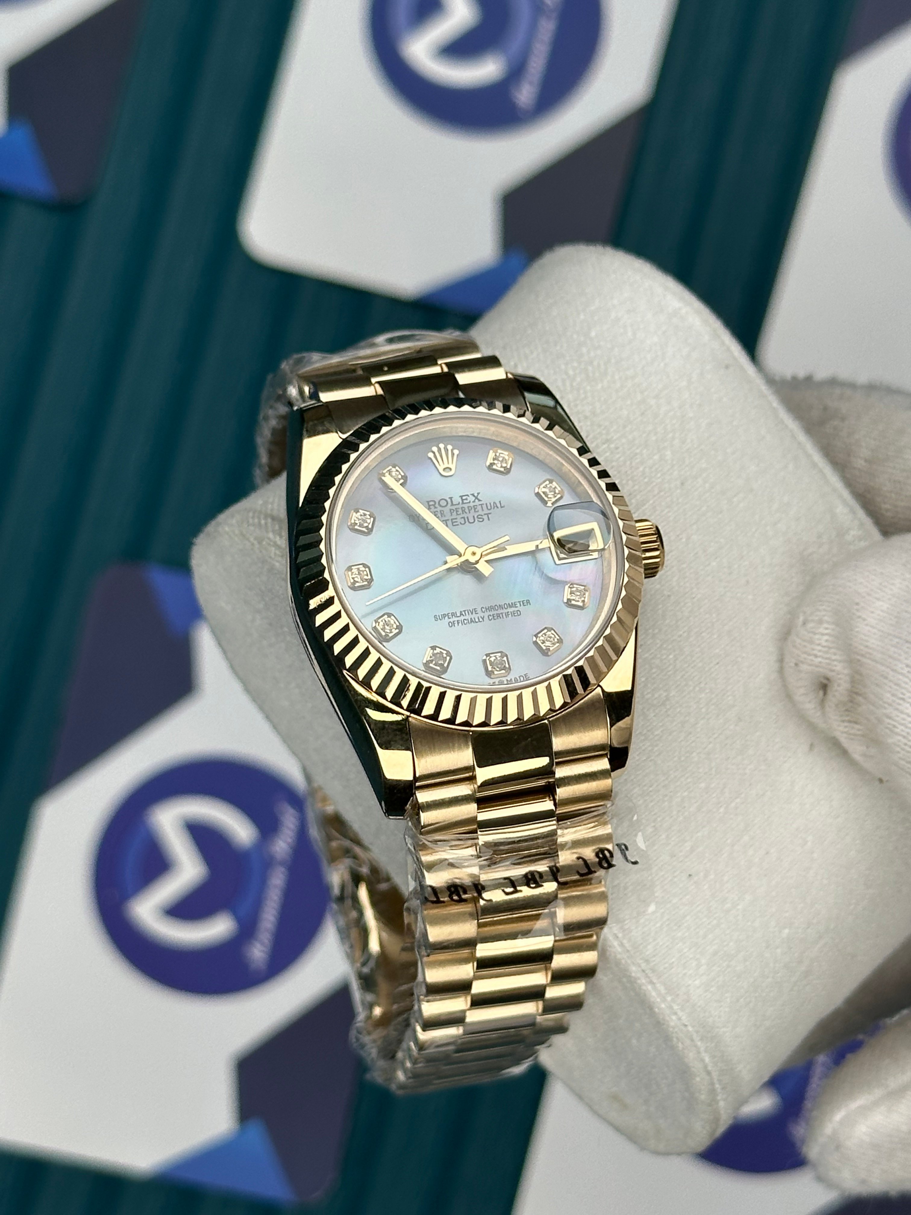 ROLEX 31 SEDEFLİ MAVİ GOLD PRESIDENT