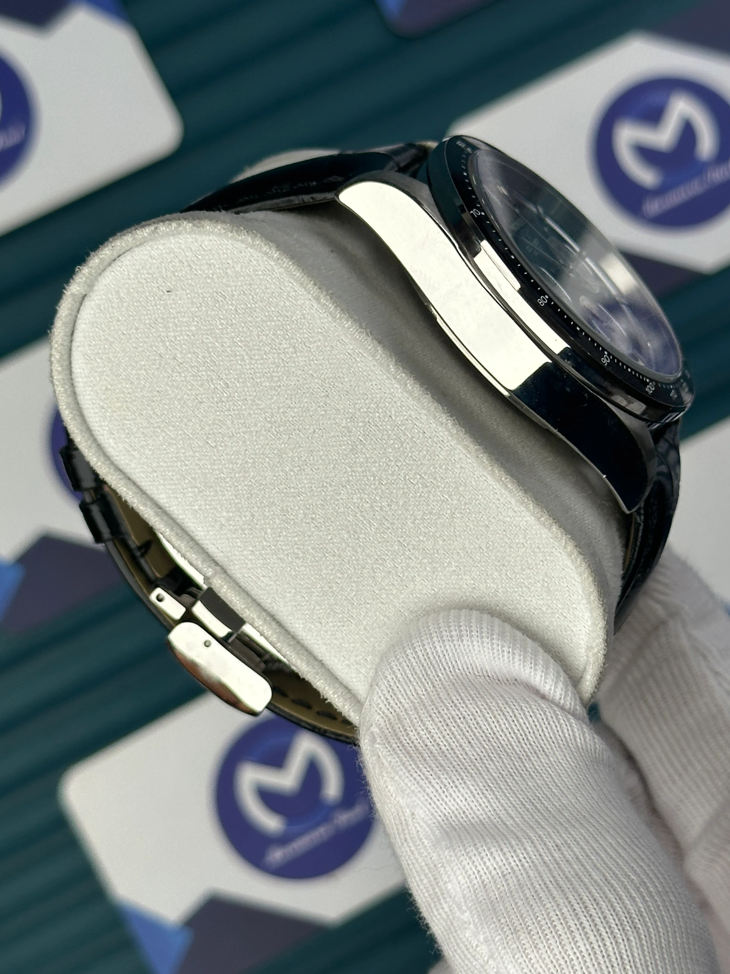 LONGINES CONQUEST AUTOMATIC LIMITED EDITION BLACK DIAL WHITE CHRONOGRAPH BLACK LEATHER 