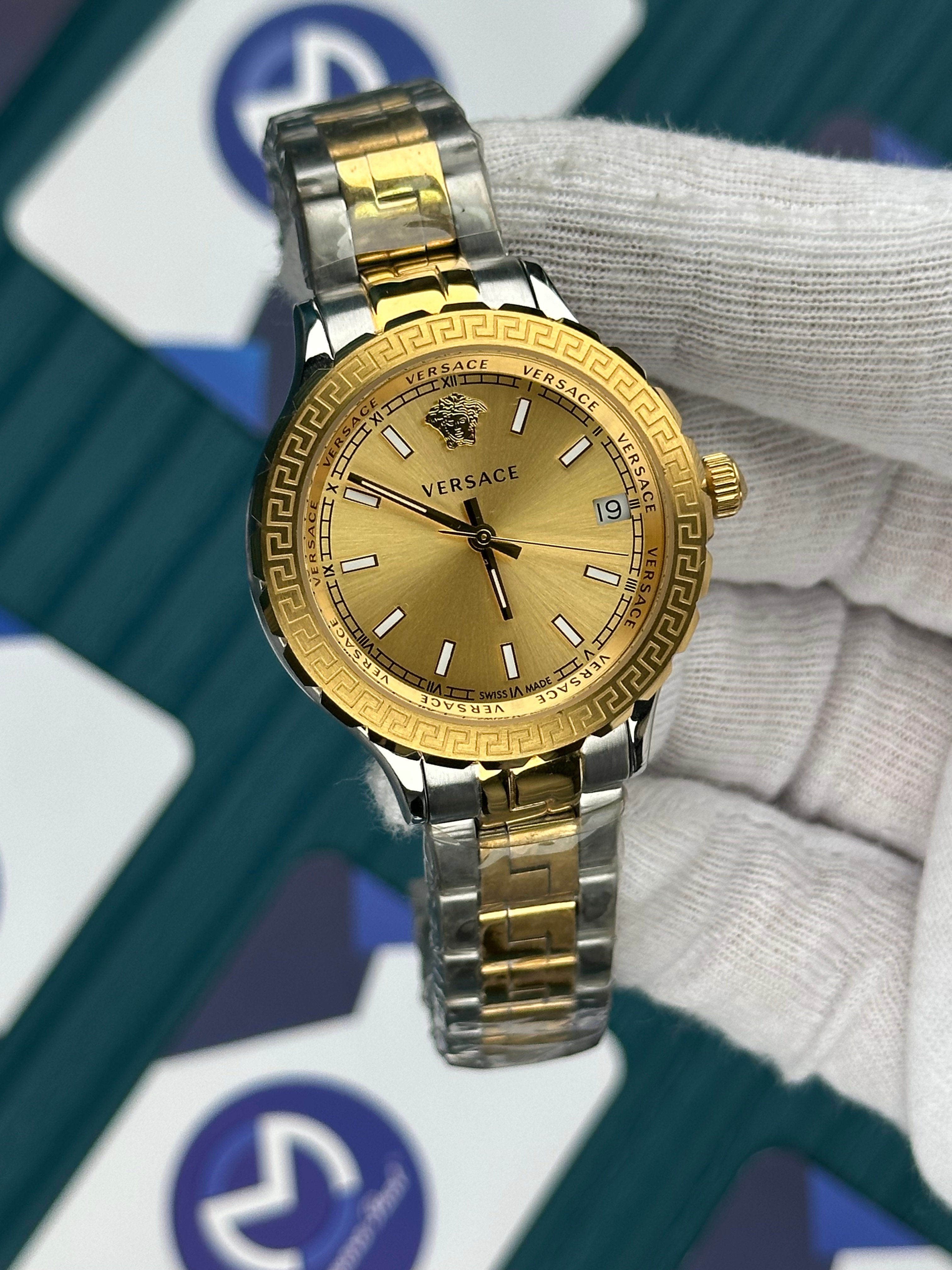 VERSACE 36 GOLD DIAL GOLD-SILVER OYSTER