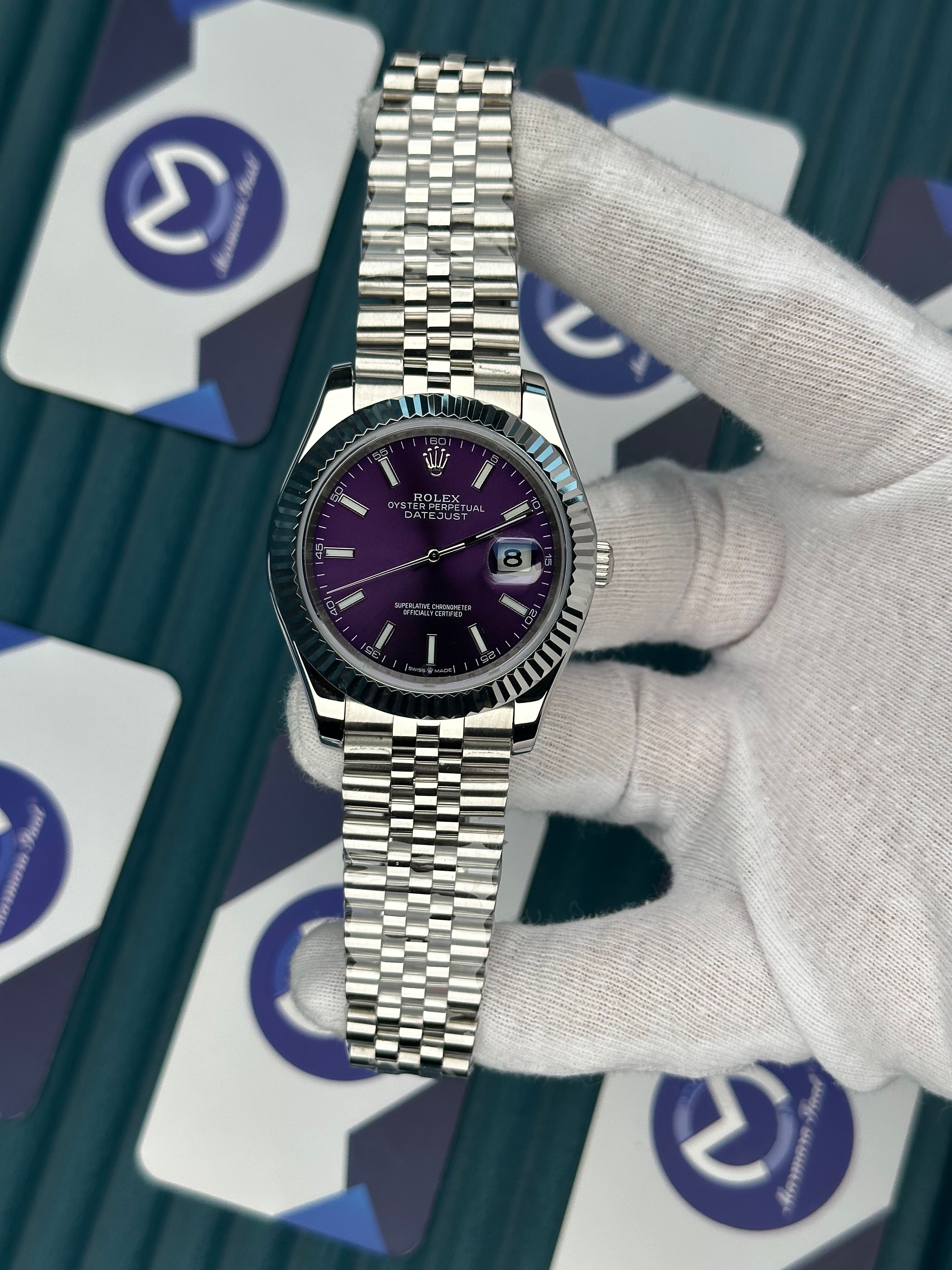 ROLEX DATEJUST PURPLE DIAL SILVER JUBILE
