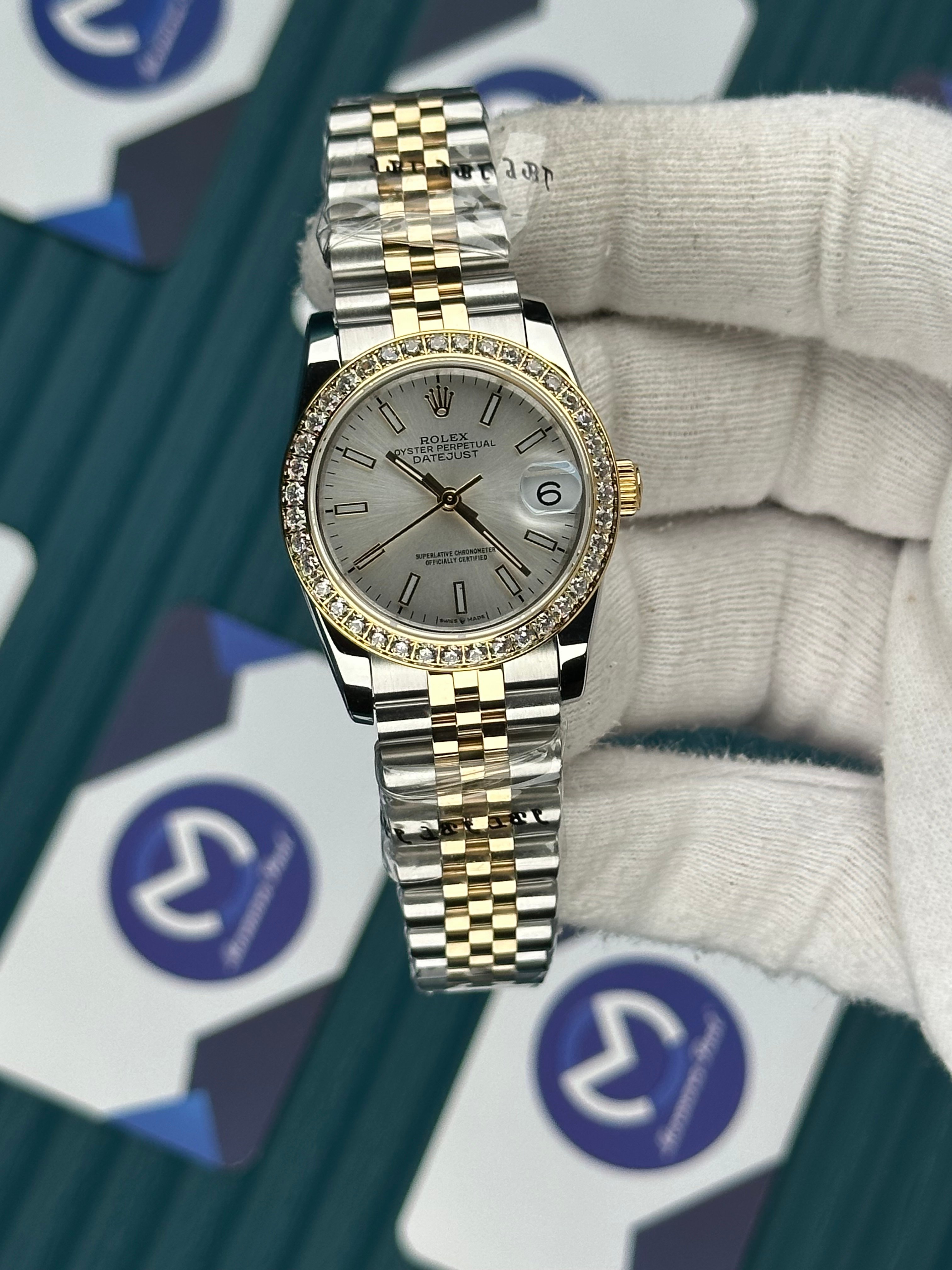 ROLEX 31 BEYAZ KADRAN PIRLANTA BEZEL GOLD-SILVER JUBILEE
