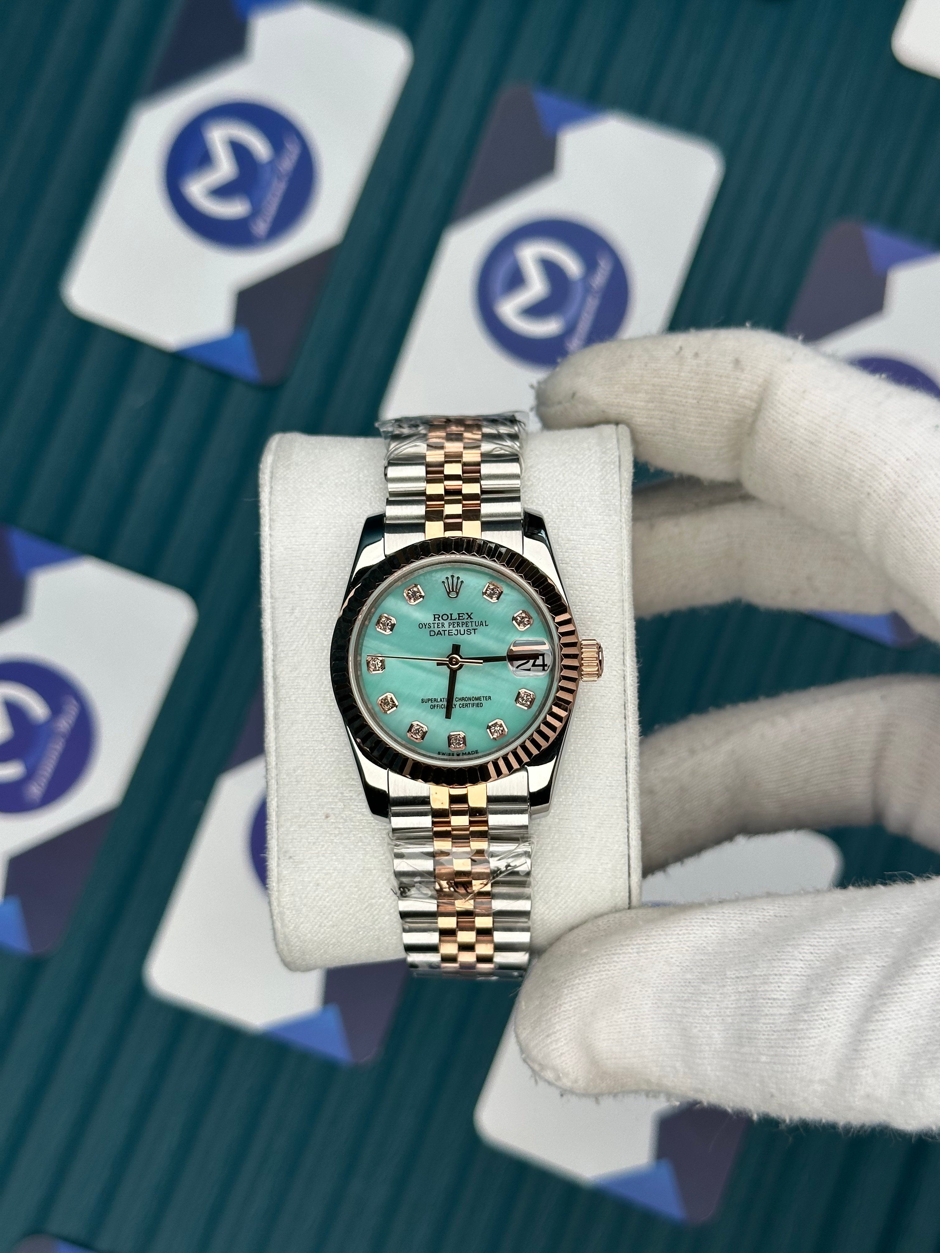 ROLEX 31 TIFFANY DIAL ROSE-SILVER JUBILEE