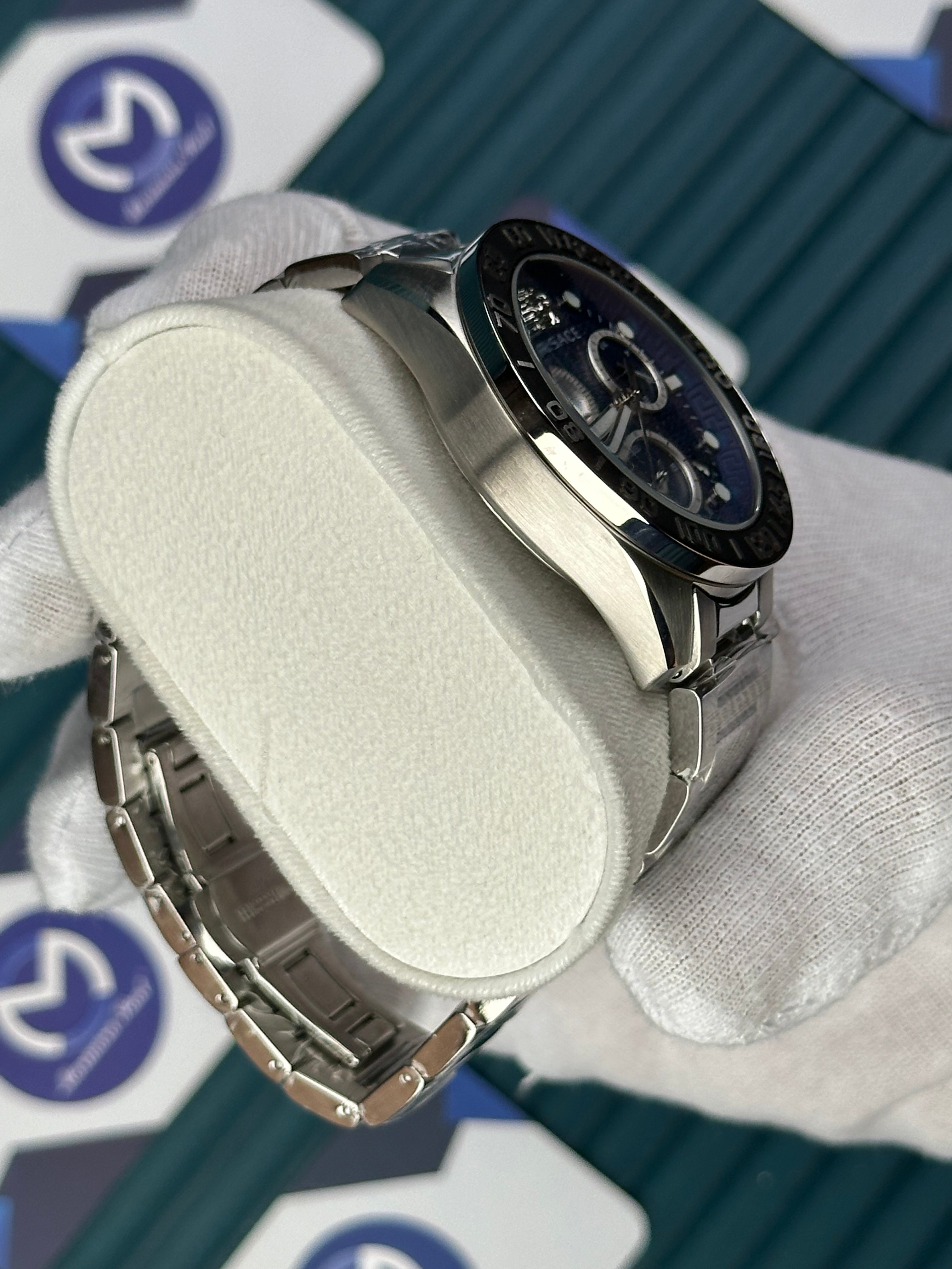 VERSACE BLUE DIAL CHRONOMOMETER NEW SEASON SILVER 
