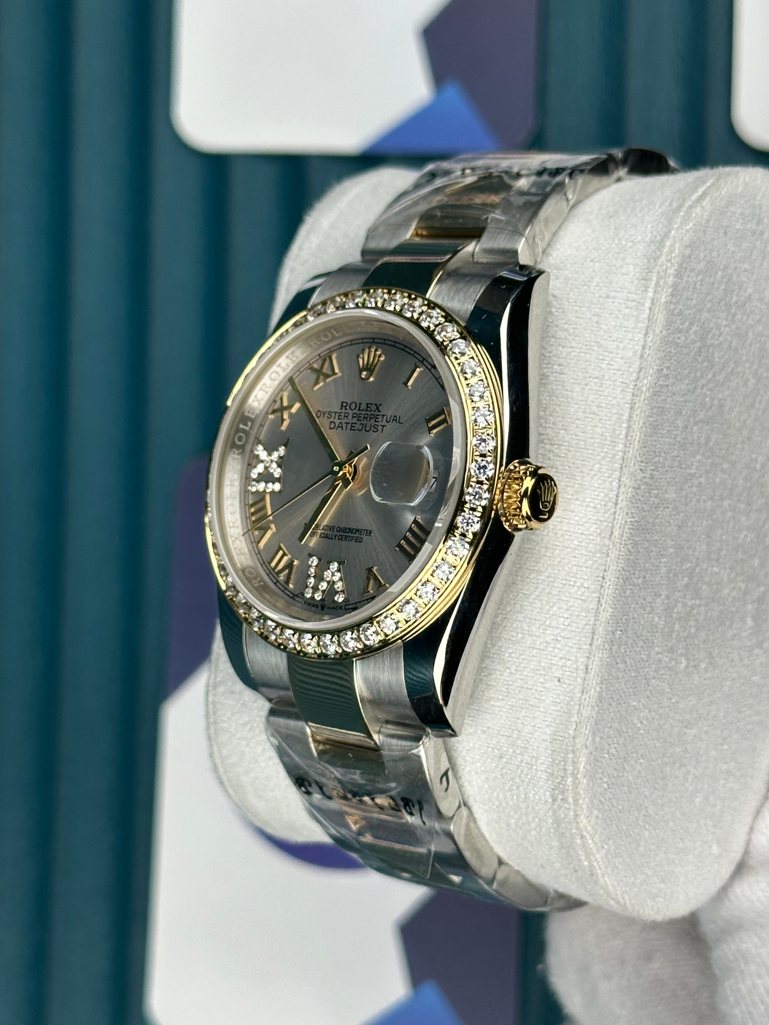 ROLEX 36 BEYAZ KADRAN ROMA PIRLANTA BEZEL GOLD-SILVER OYSTER