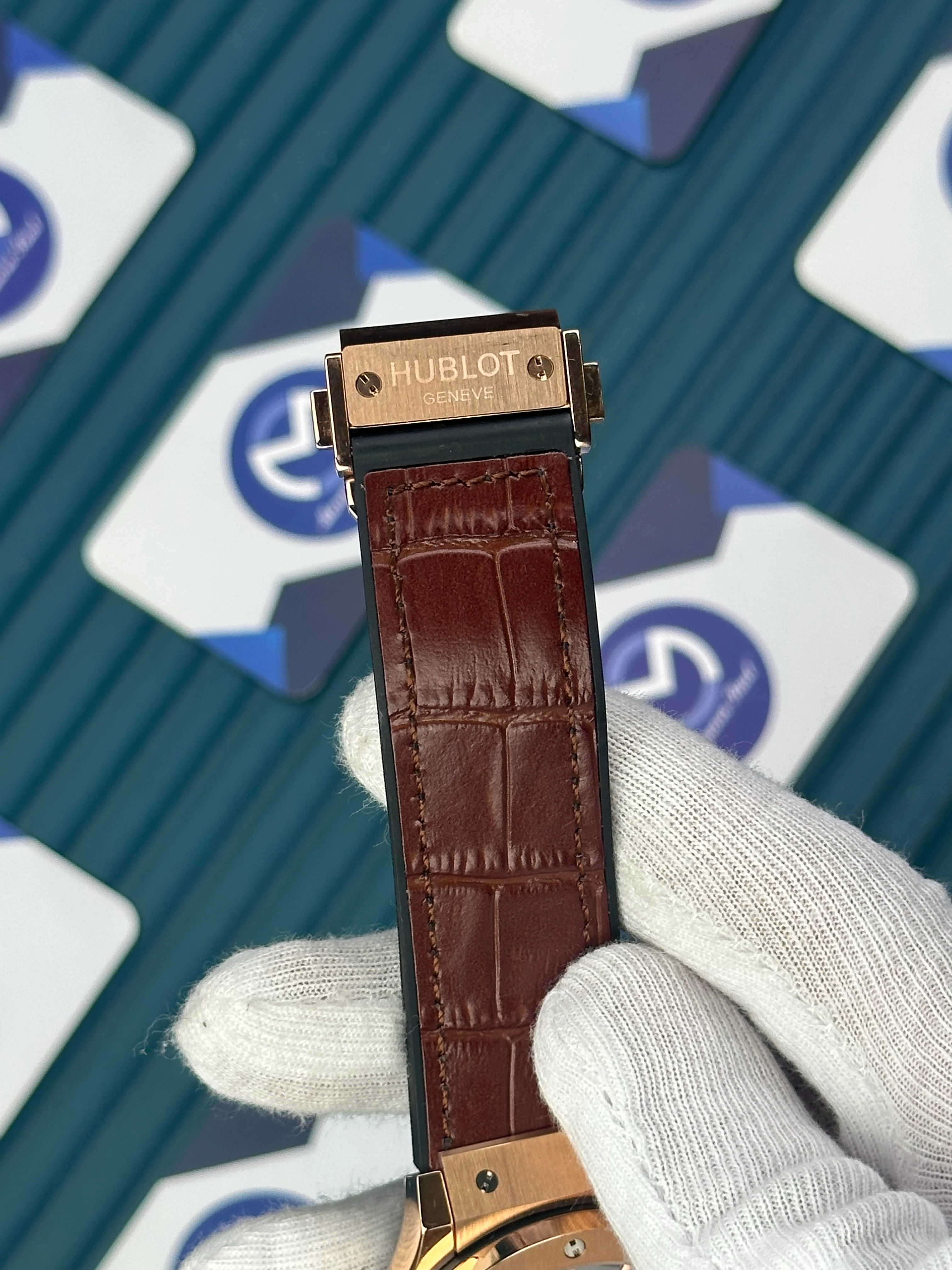 HUBLOT AUTOMATIC SKELETON FUSHION VENDOME ROSE CASE LEATHER BROWN CORD 