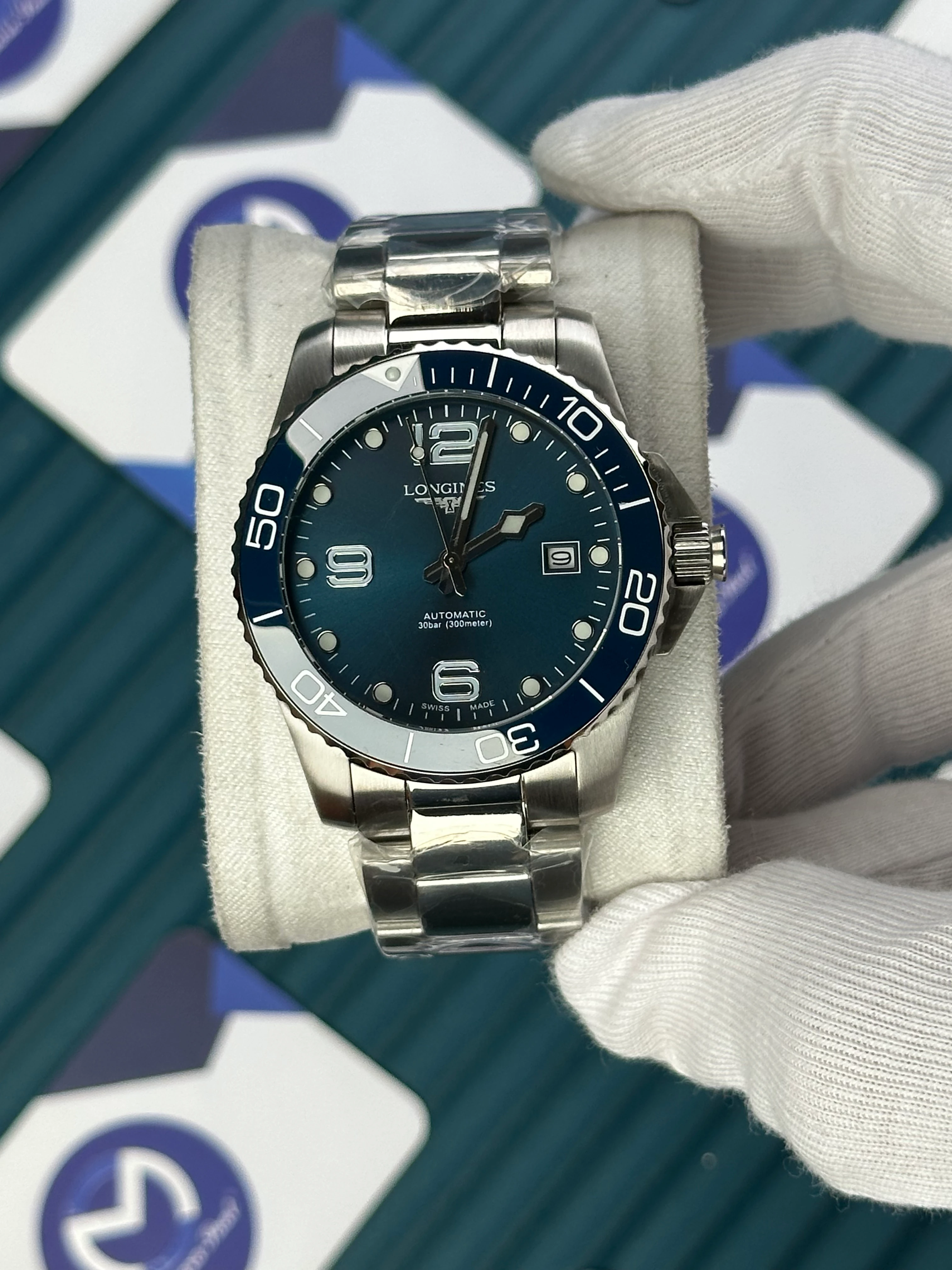 LONGINES HYDROCONQUEST AUTOMATIC BLUE DIAL SILVER 