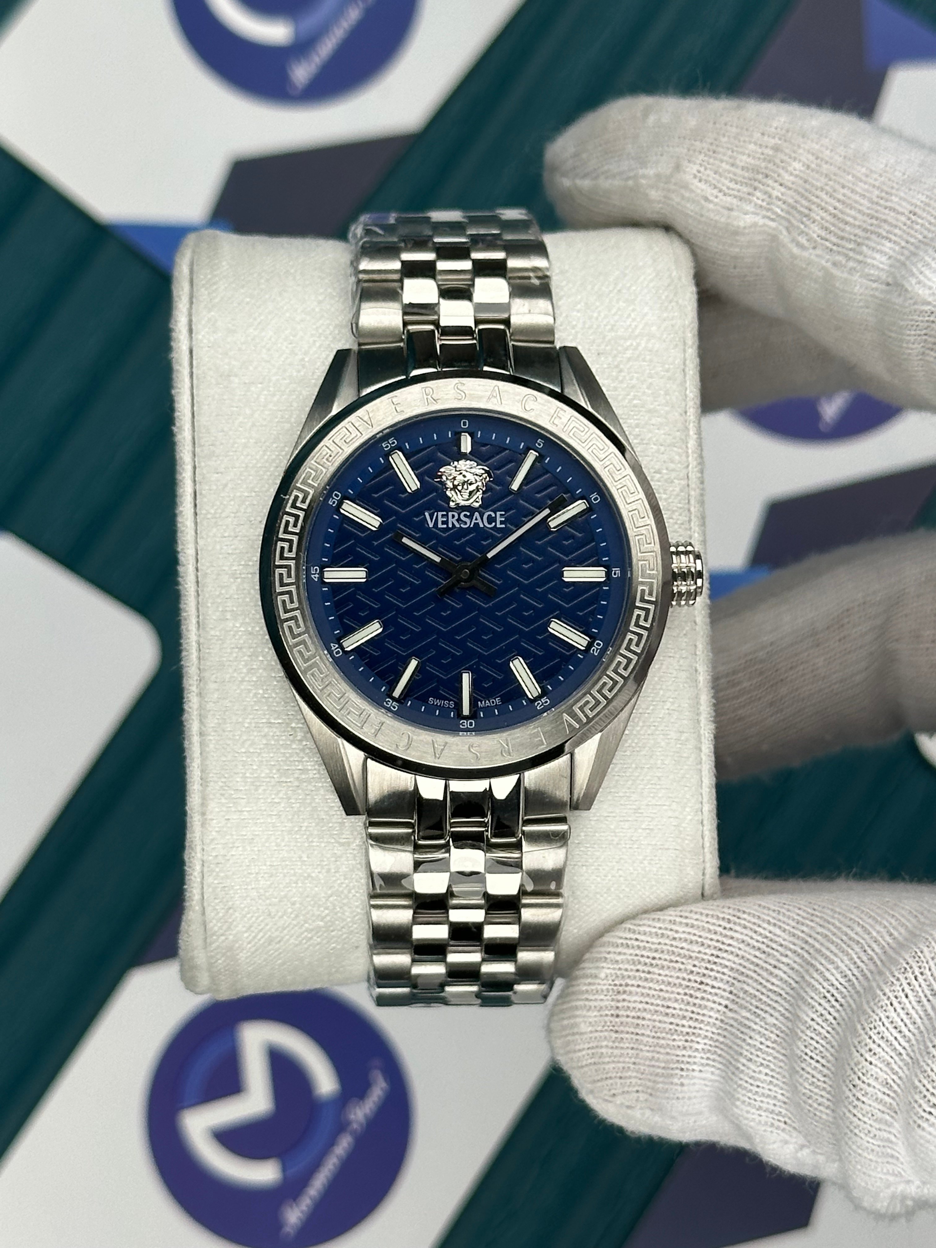 VERSACE 36 BLUE DIAL SILVER JUBILE