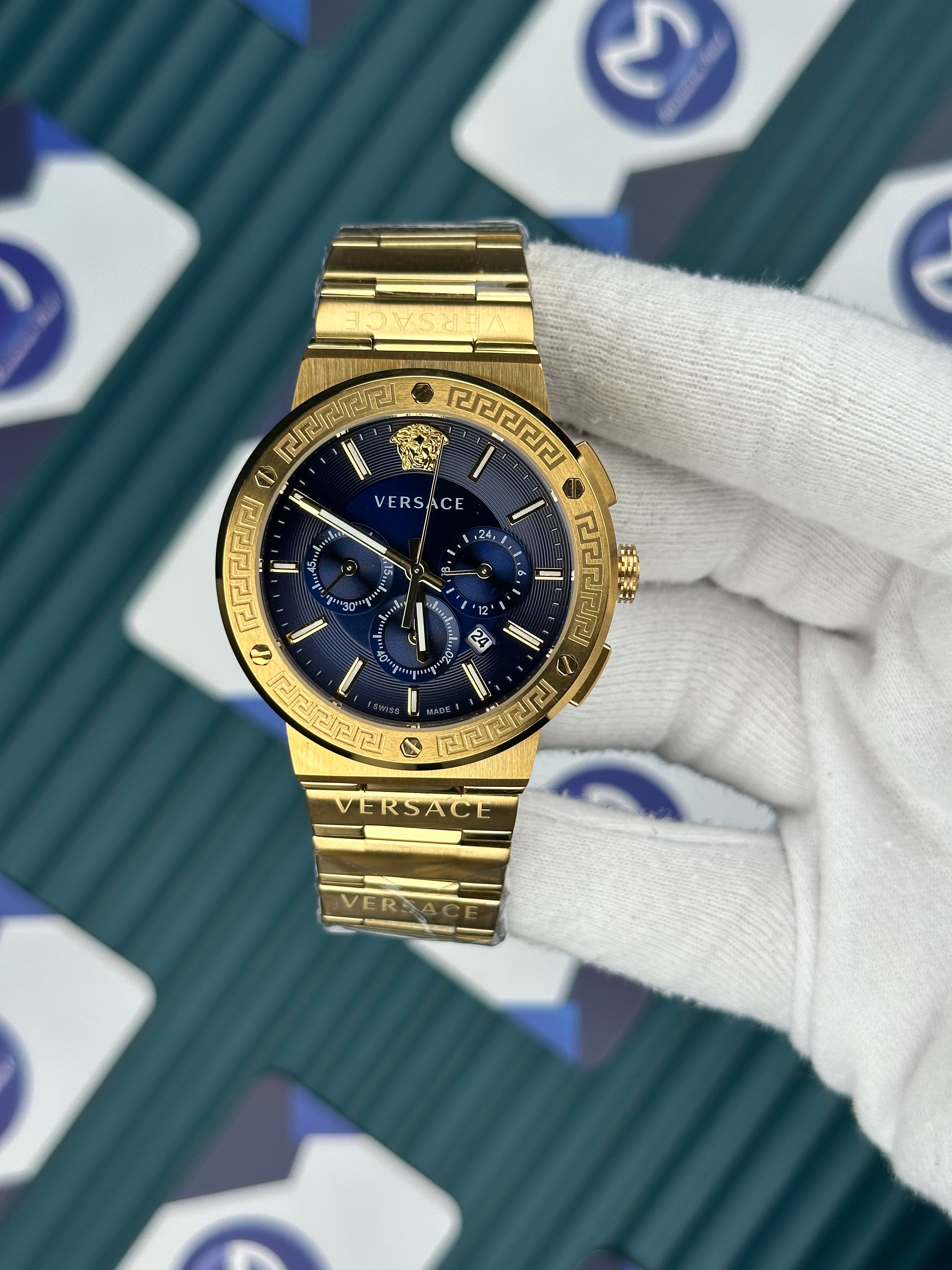 Versace Gold Üç Fonksiyon Mavi Kadran