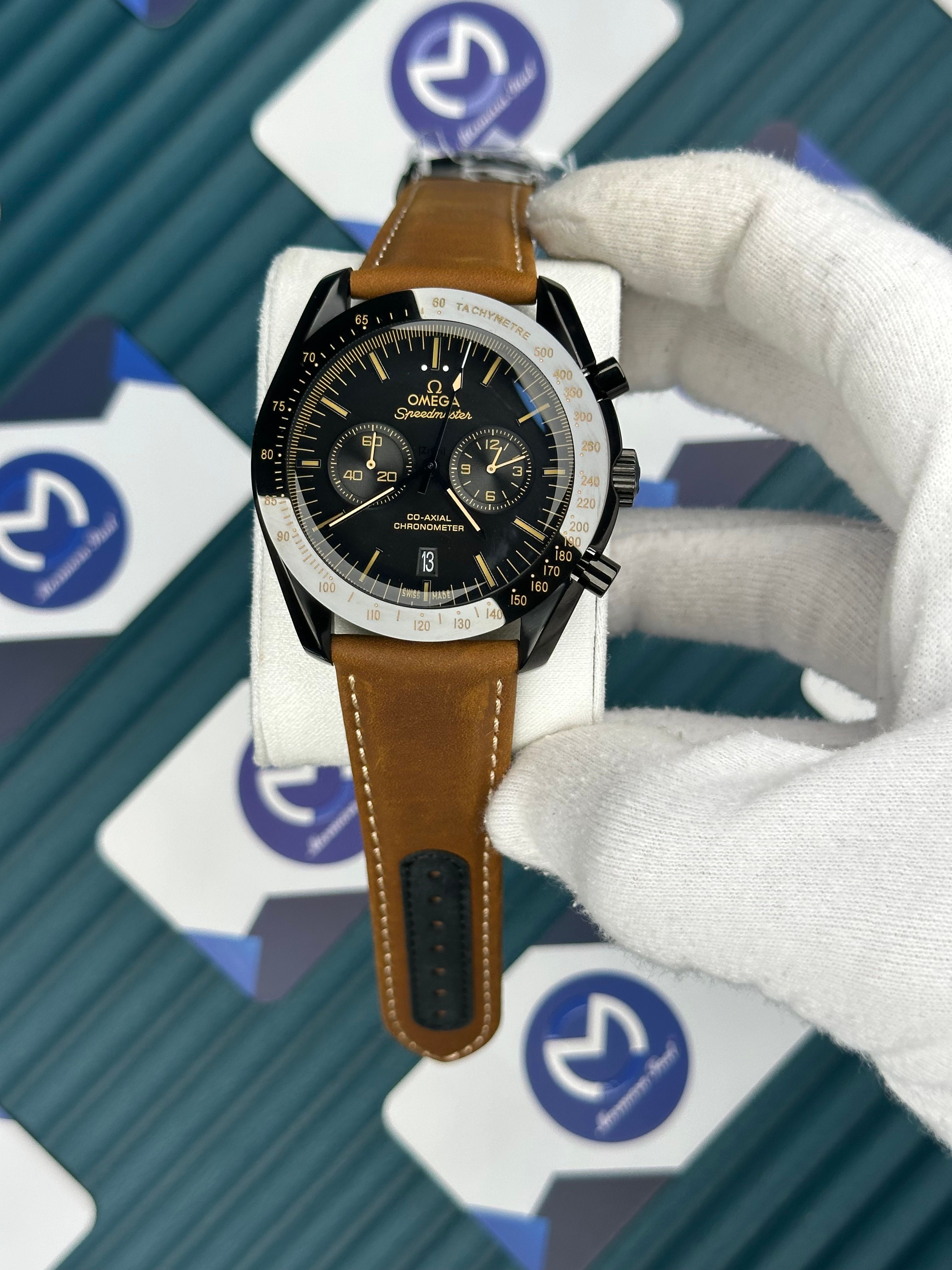 Omega Speedmaster Chronograph Kahverengi Deri Kordon