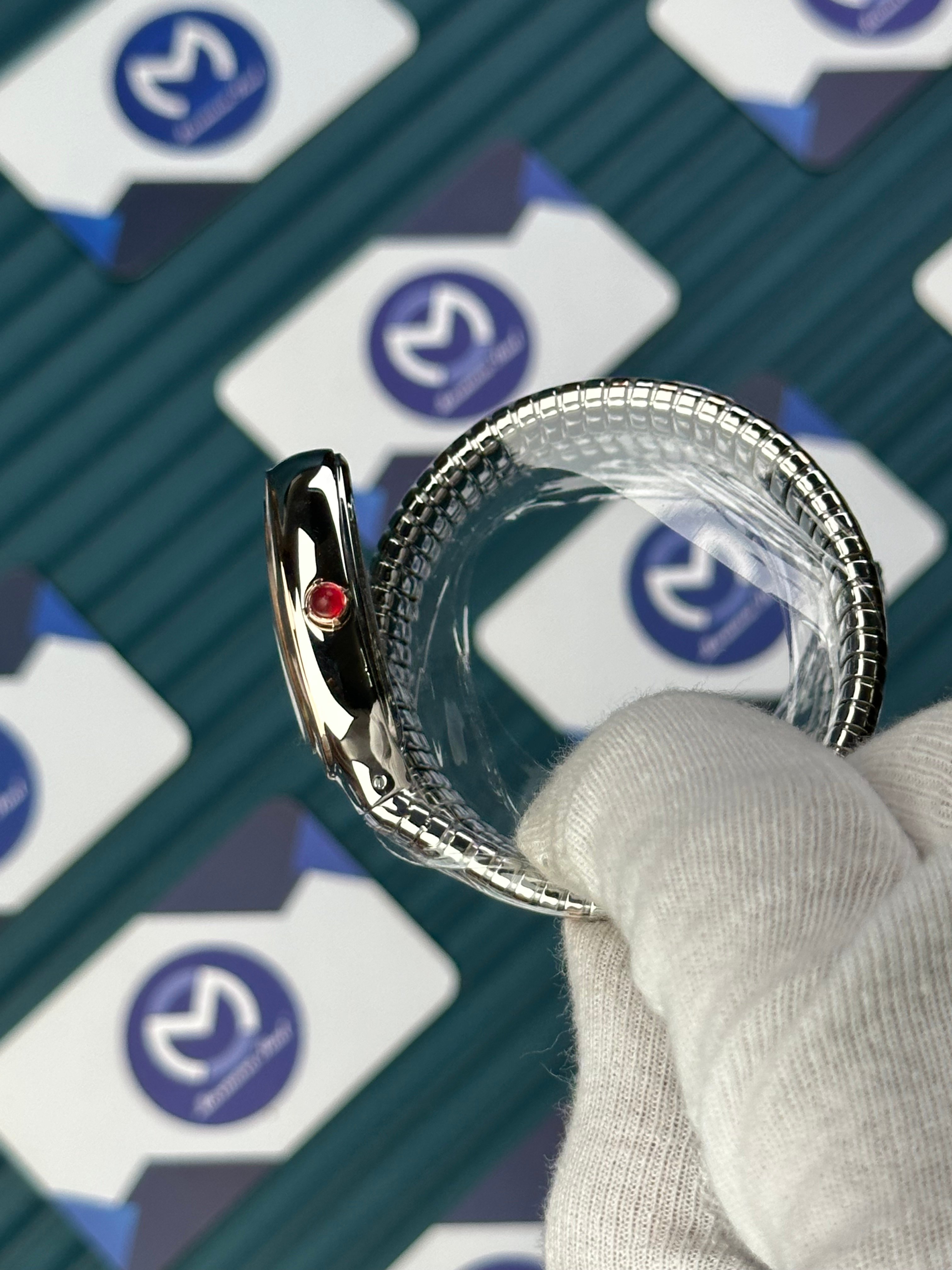BVLGARI SERPENTI WHITE DIAL ROSE-SILVER LONG TUBOGAS