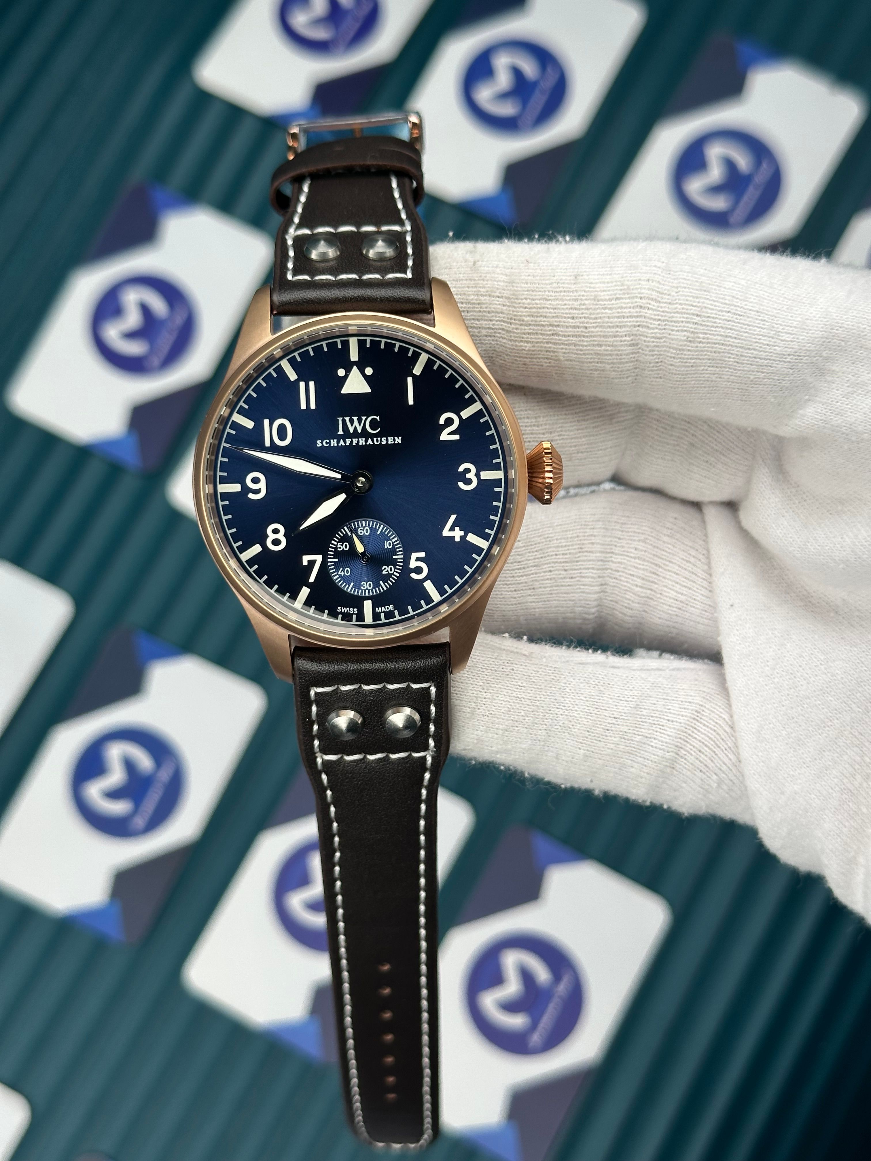 IWC Kahverengi Deri Kordon Saniye Fonksiyonlu Mavi Kadran