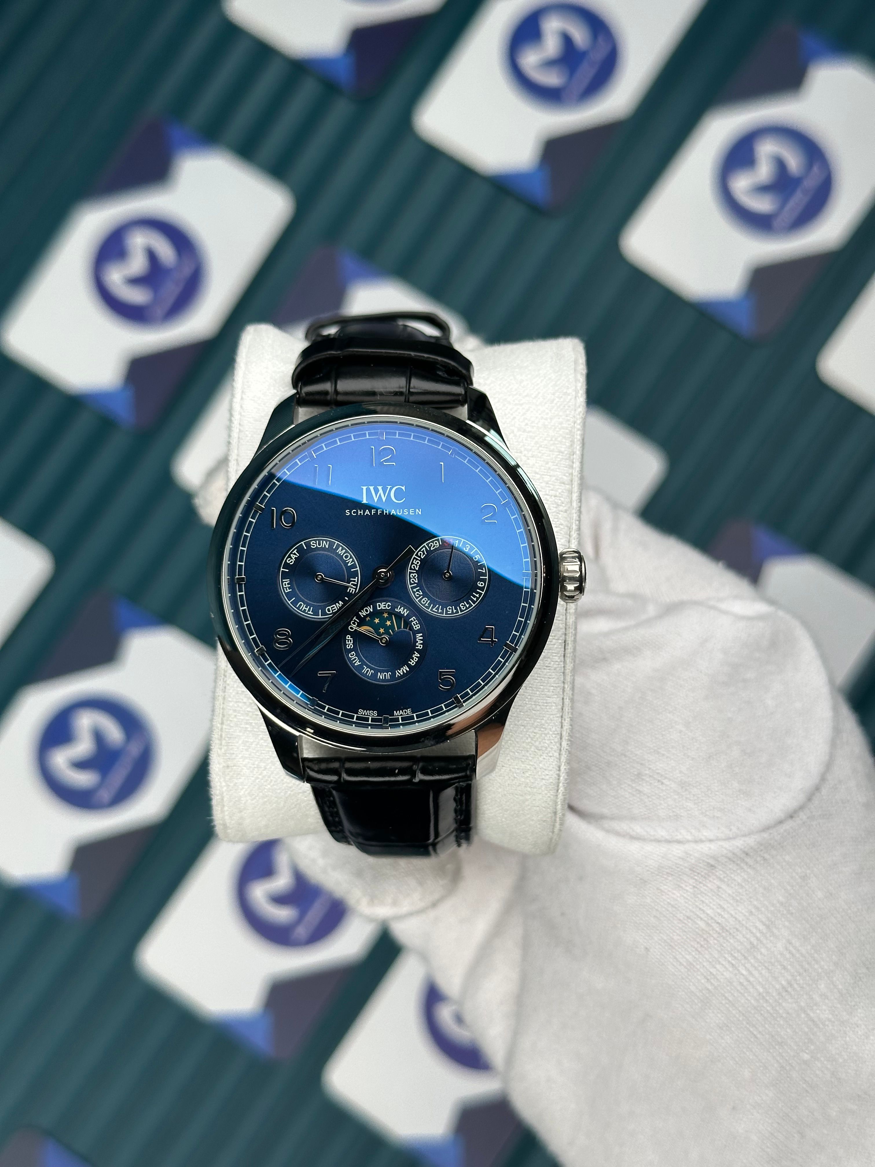 IWC PORTUGUIESER PERPETUAL CALENDAR BLUE SILVER