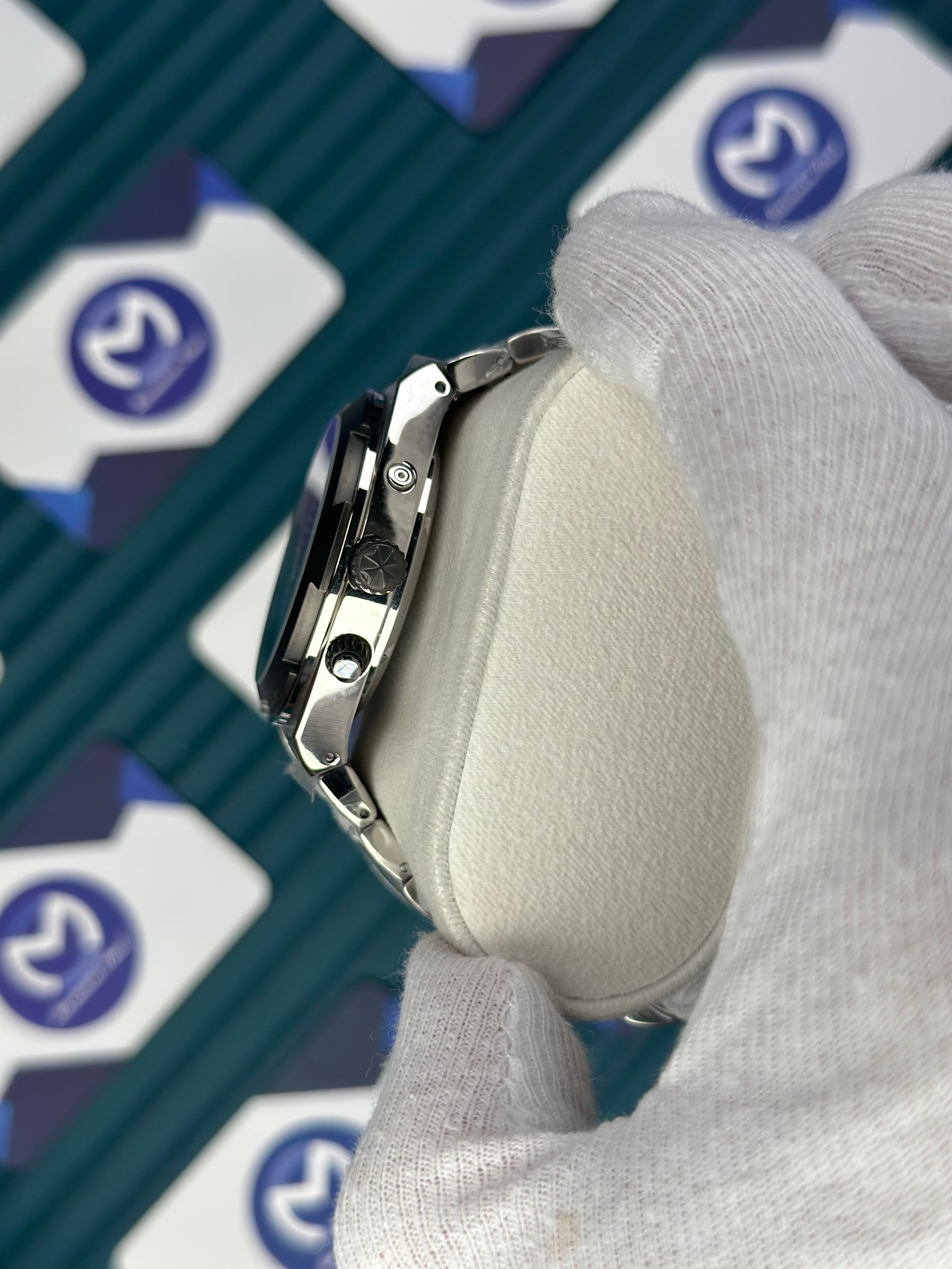 VACHERON CONSTANTIN NAVY BLUE OVERSEAS DUAL TIME SILVER