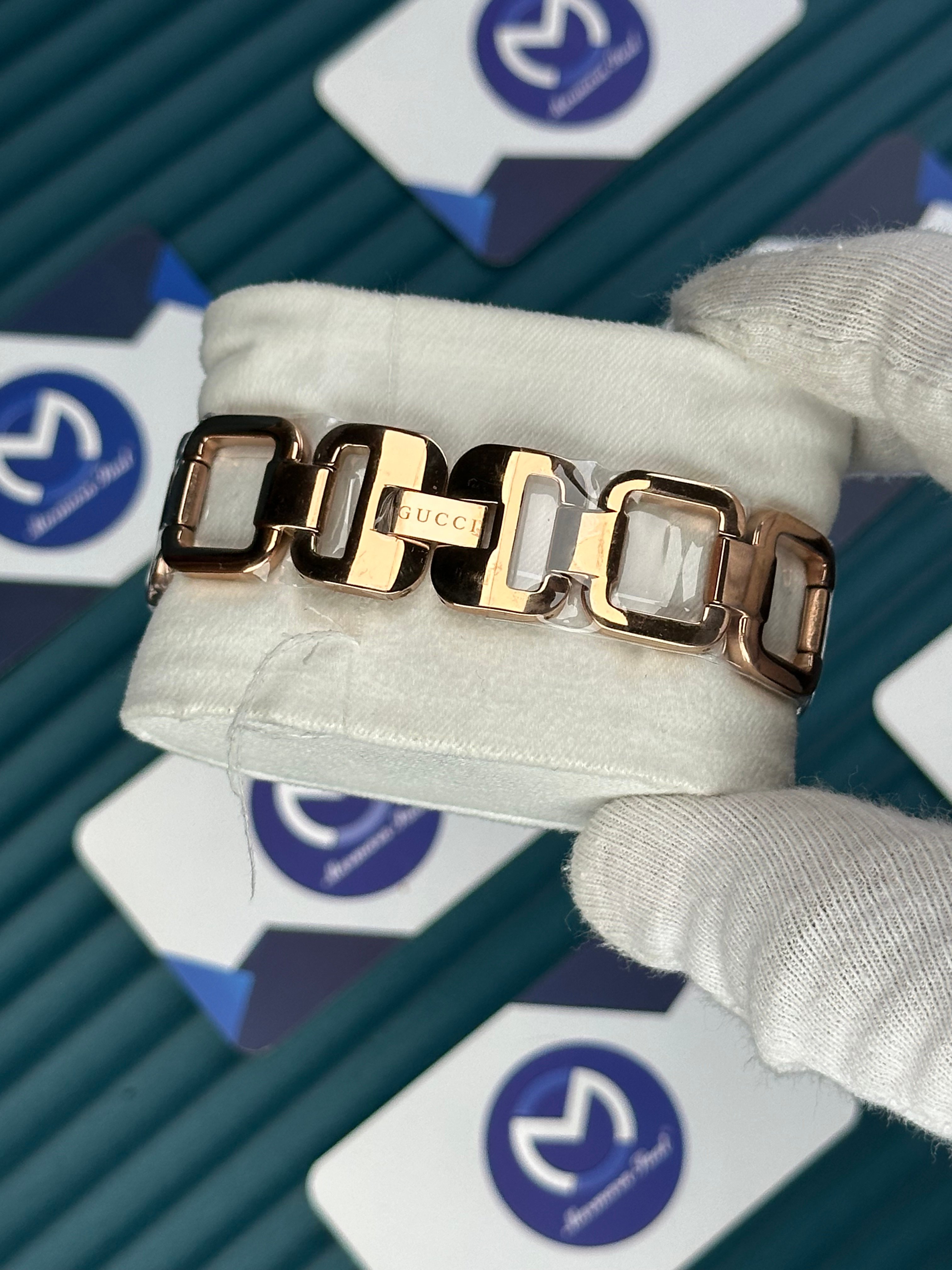 GUCCI WOMAN RING BRACELET RAINBOW DIAL ROSE CORD