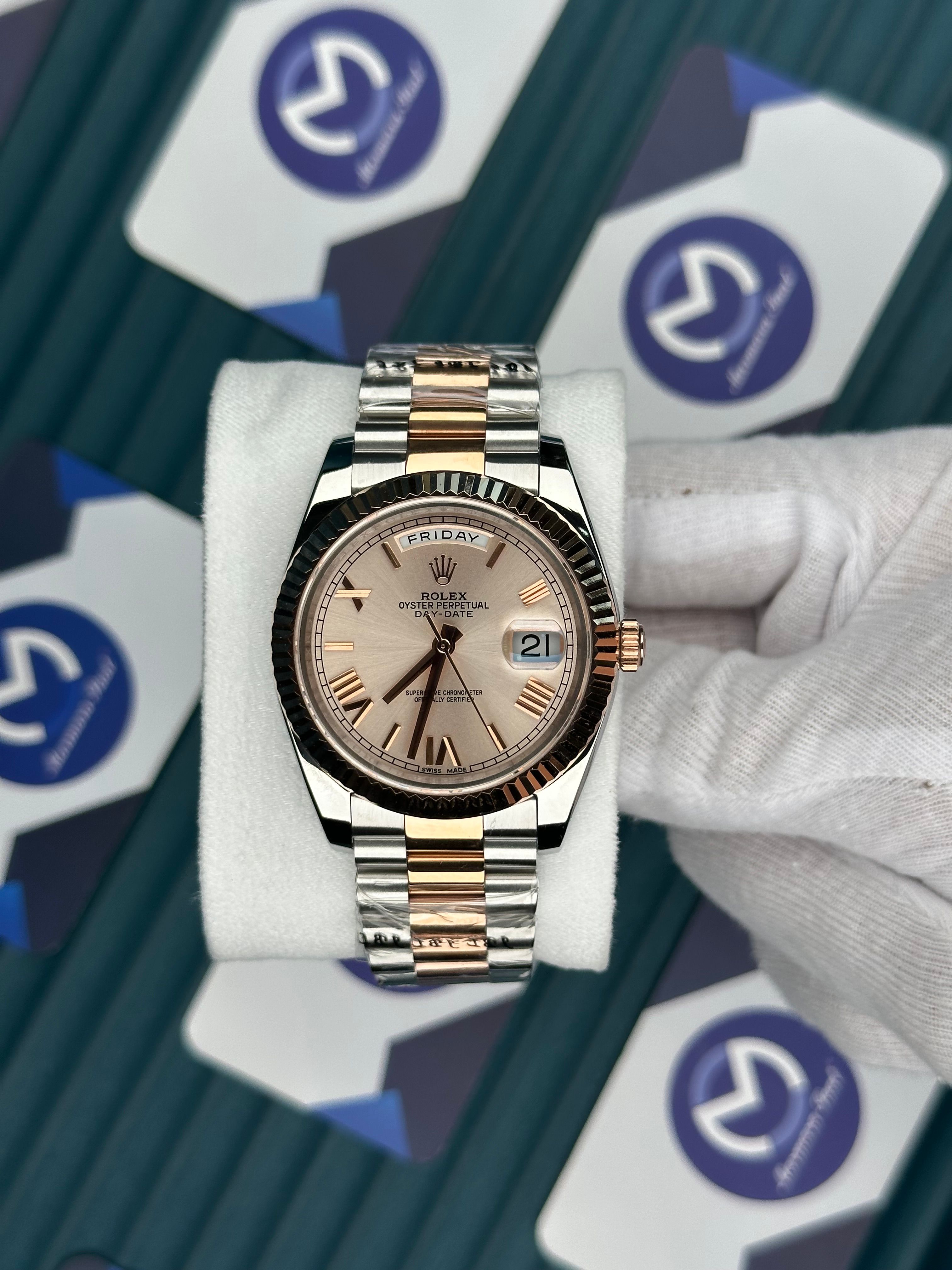 ROLEX DAY-DATE ROSE DIAL ROMA INDEX ROSE-SILVER PRESIDENT