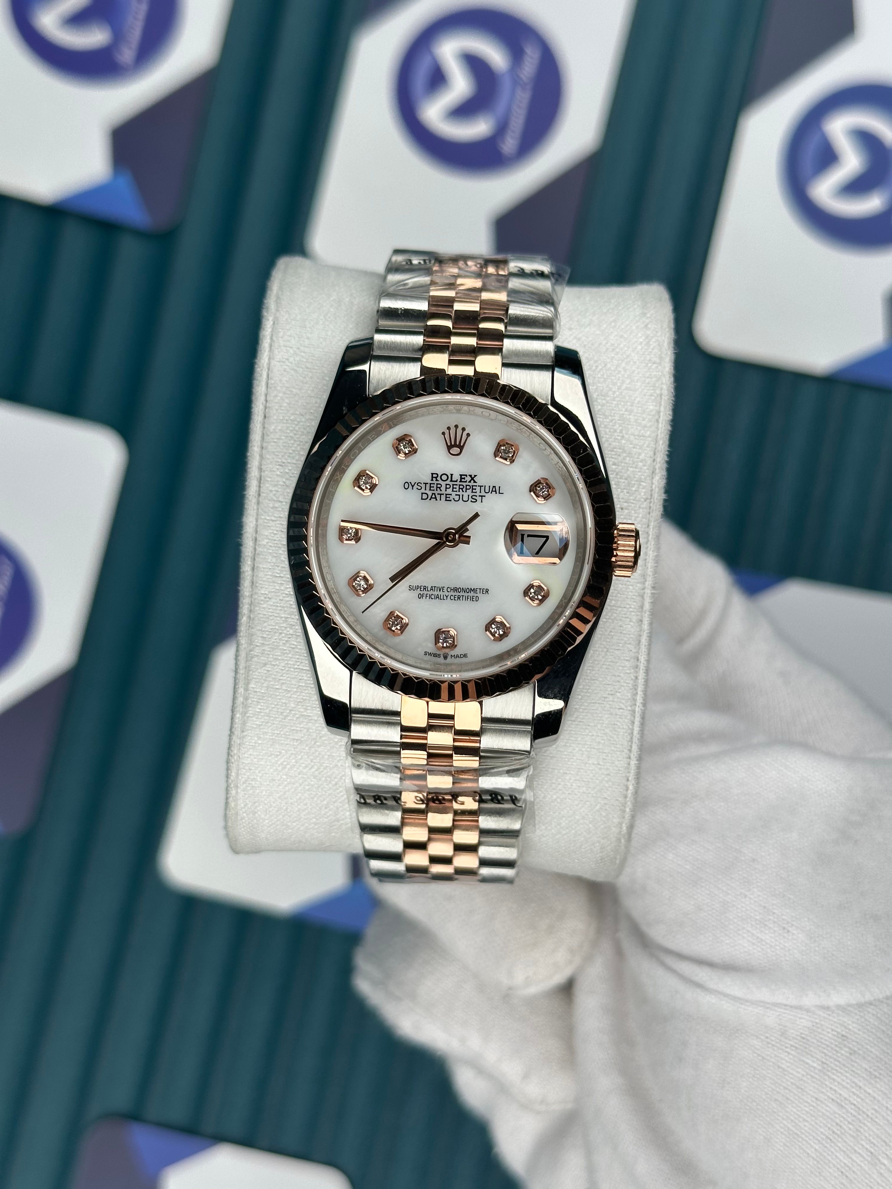 ROLEX 36 BEYAZ KADRAN PIRLANTA INDEX ROSE-SILVER JUBILEE