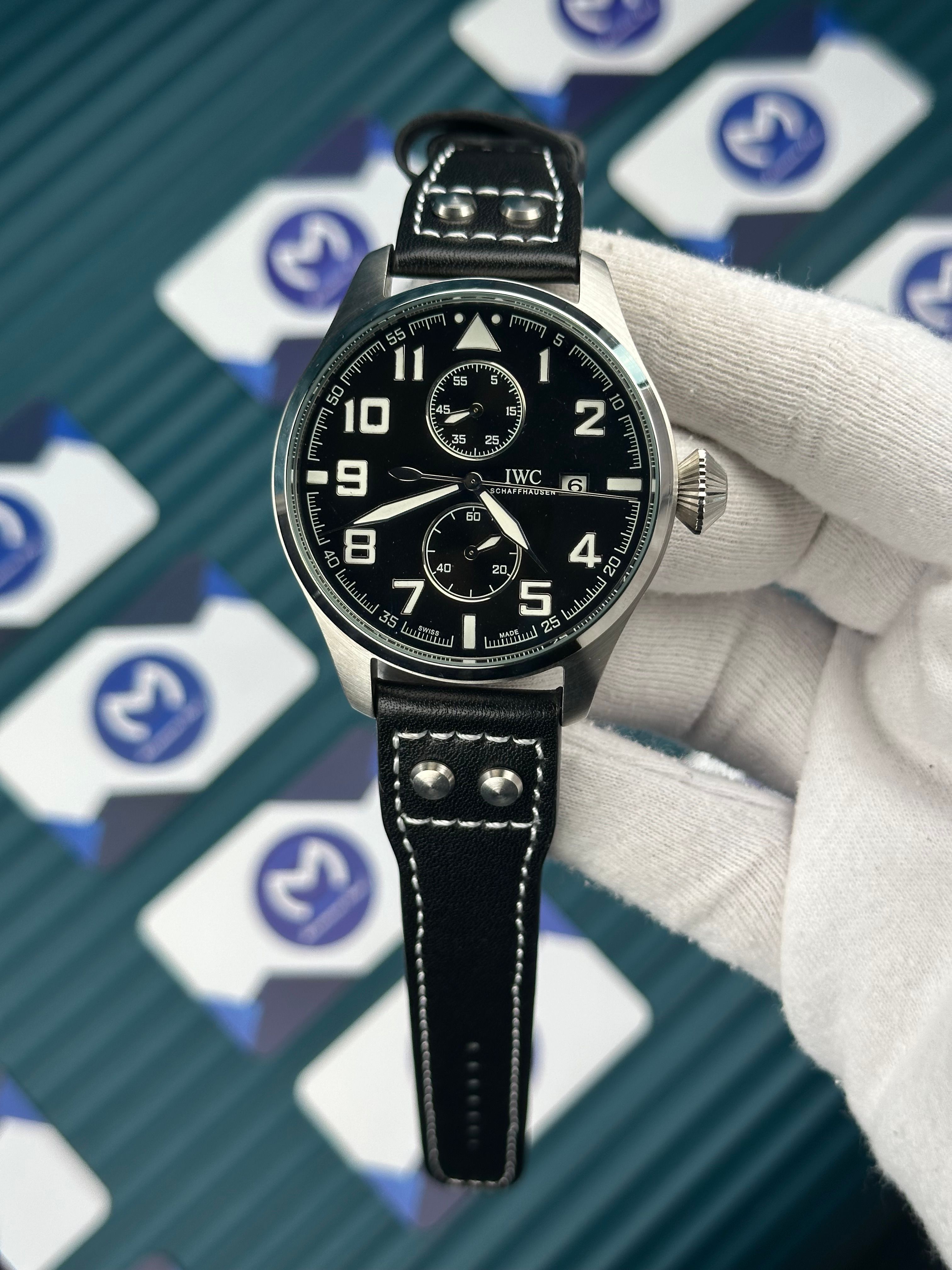IWC BIG PILOT SILVER CASE BLACK CORD