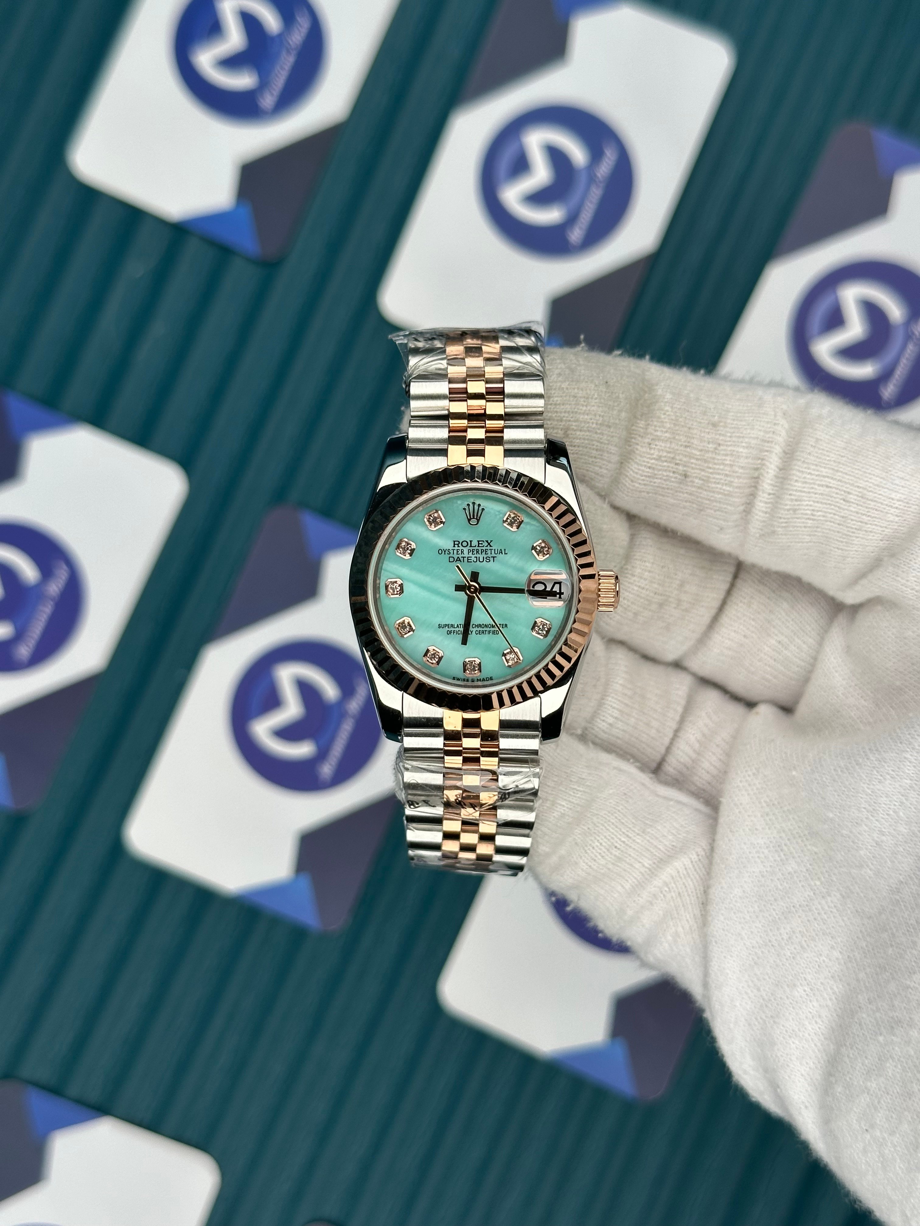 ROLEX 31 TIFFANY DIAL ROSE-SILVER JUBILEE