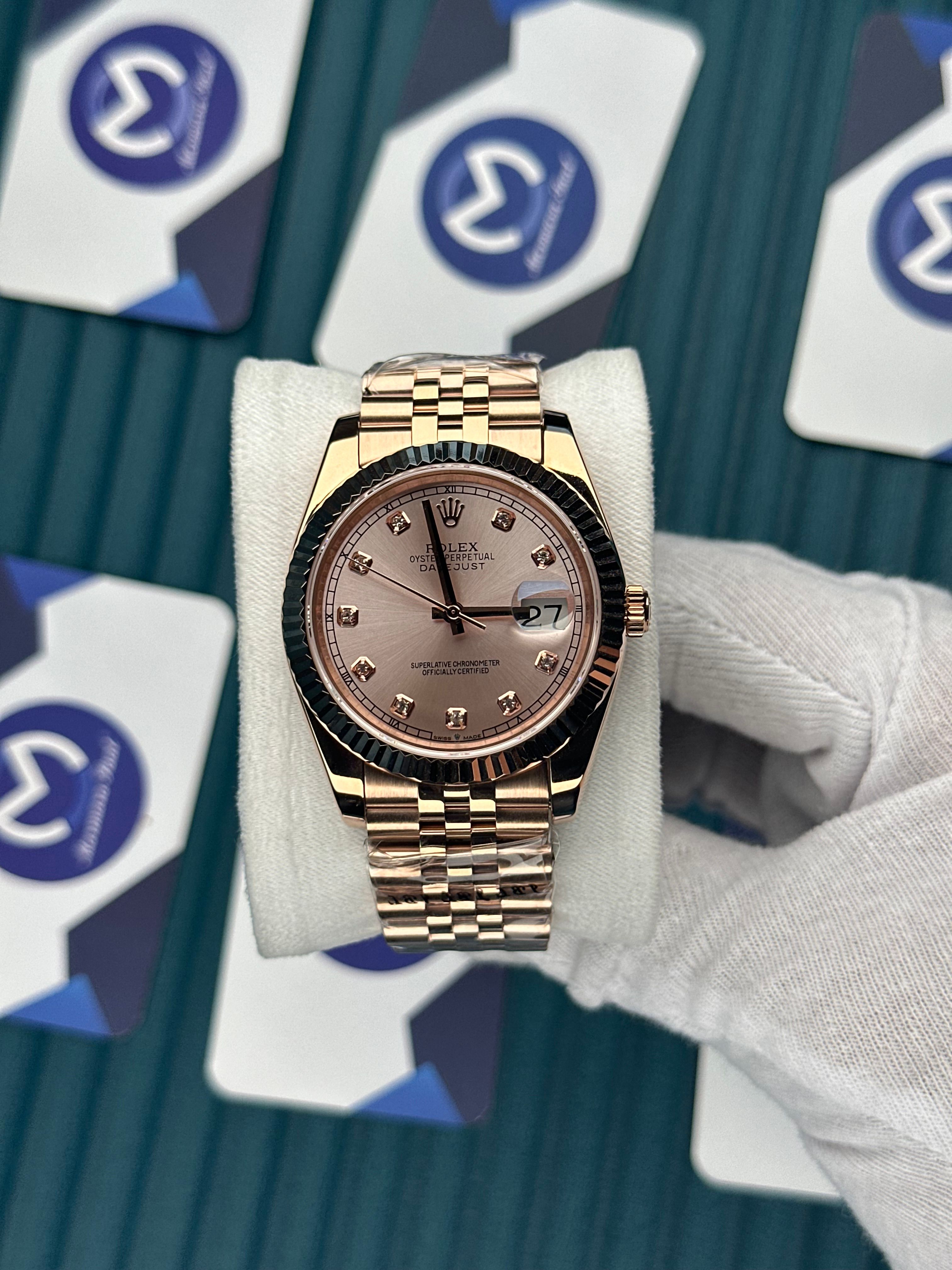 ROLEX DATEJUST ROSE DIAL DIAMOND INDEX ROSE JUBILE