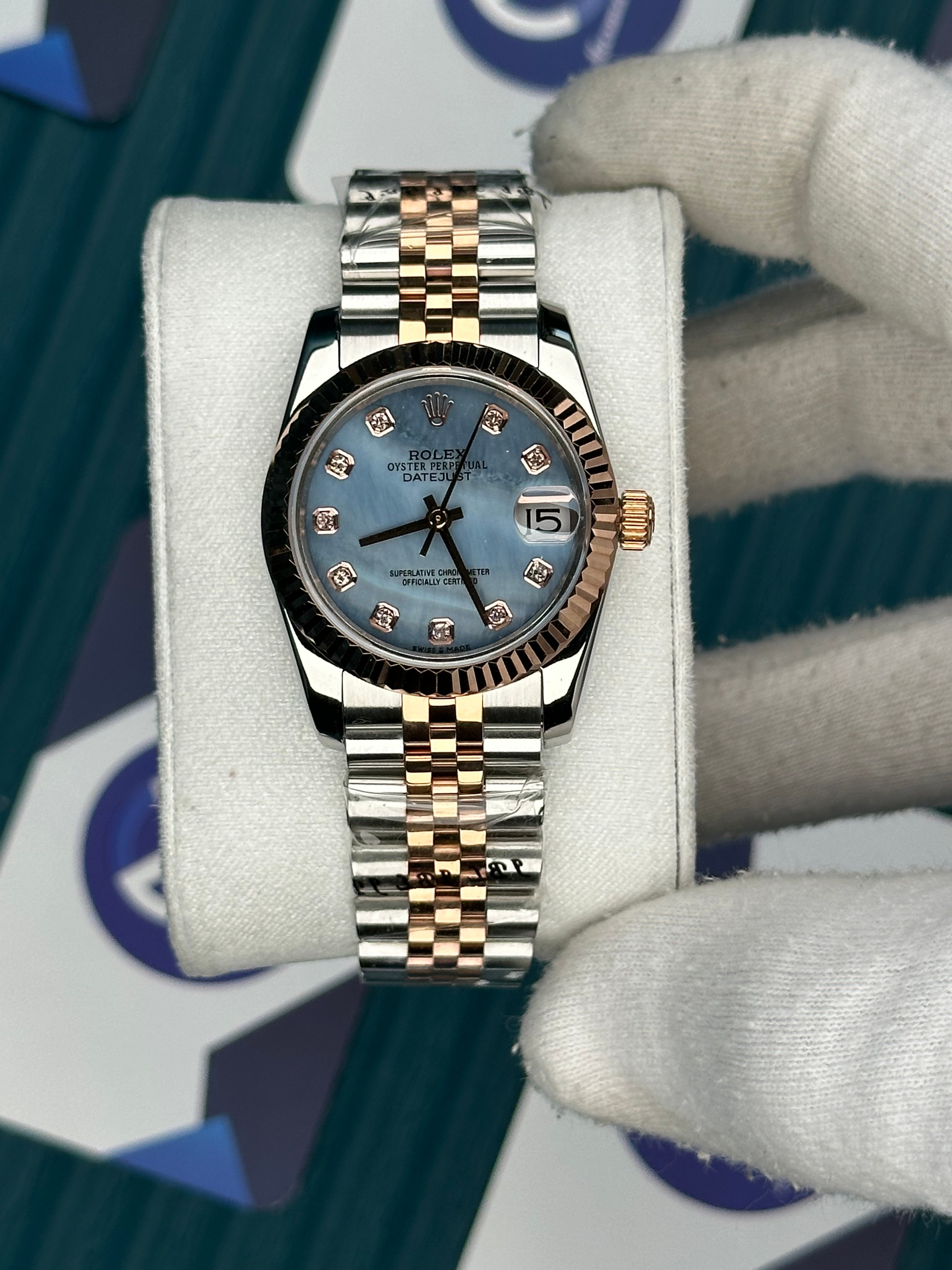 ROLEX 31 SEDEFLİ MAVİ ROSE-SILVER JUBILEE