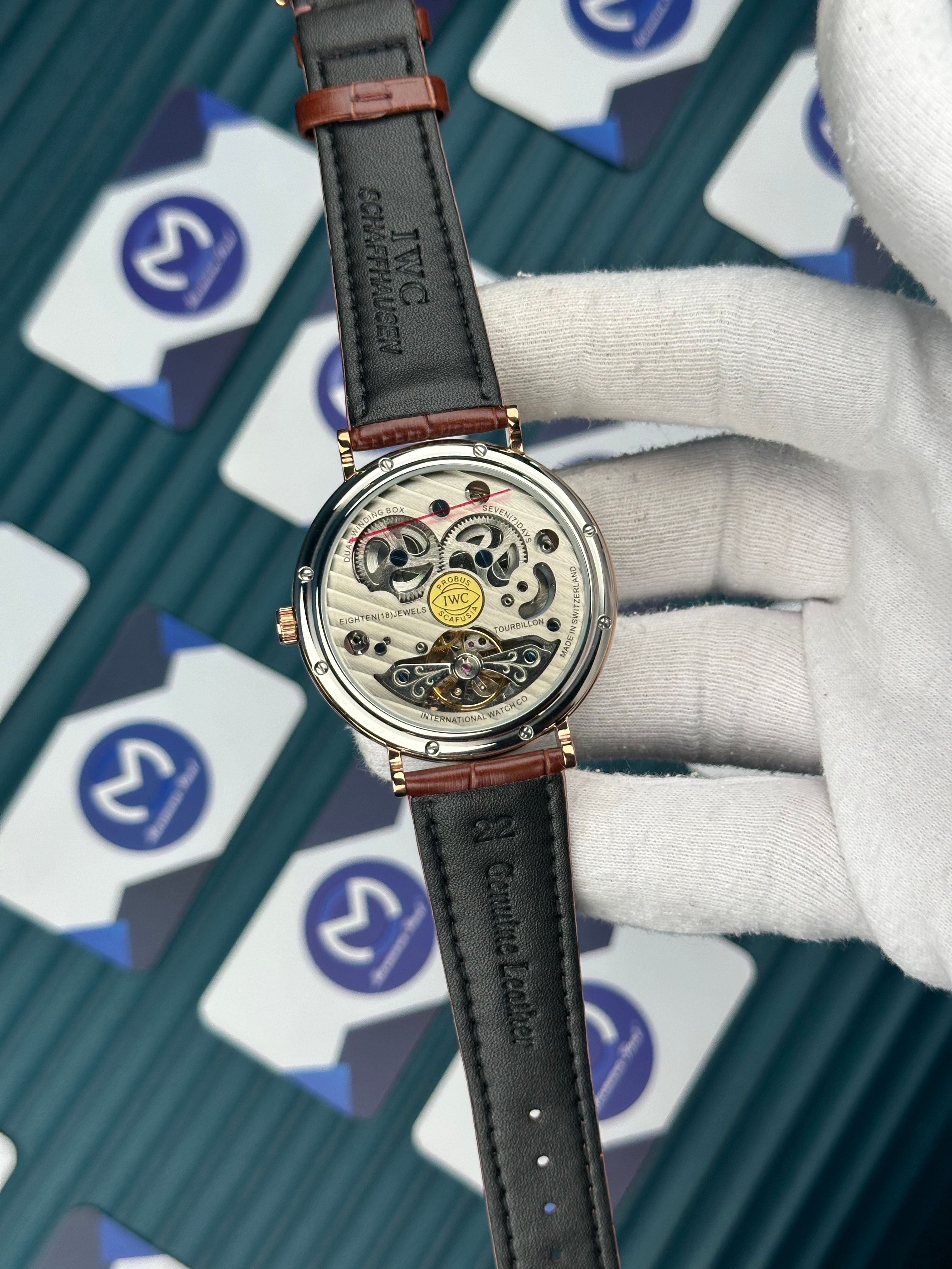 IWC Schaffhausen Moon Brown Leather Cord White Dial