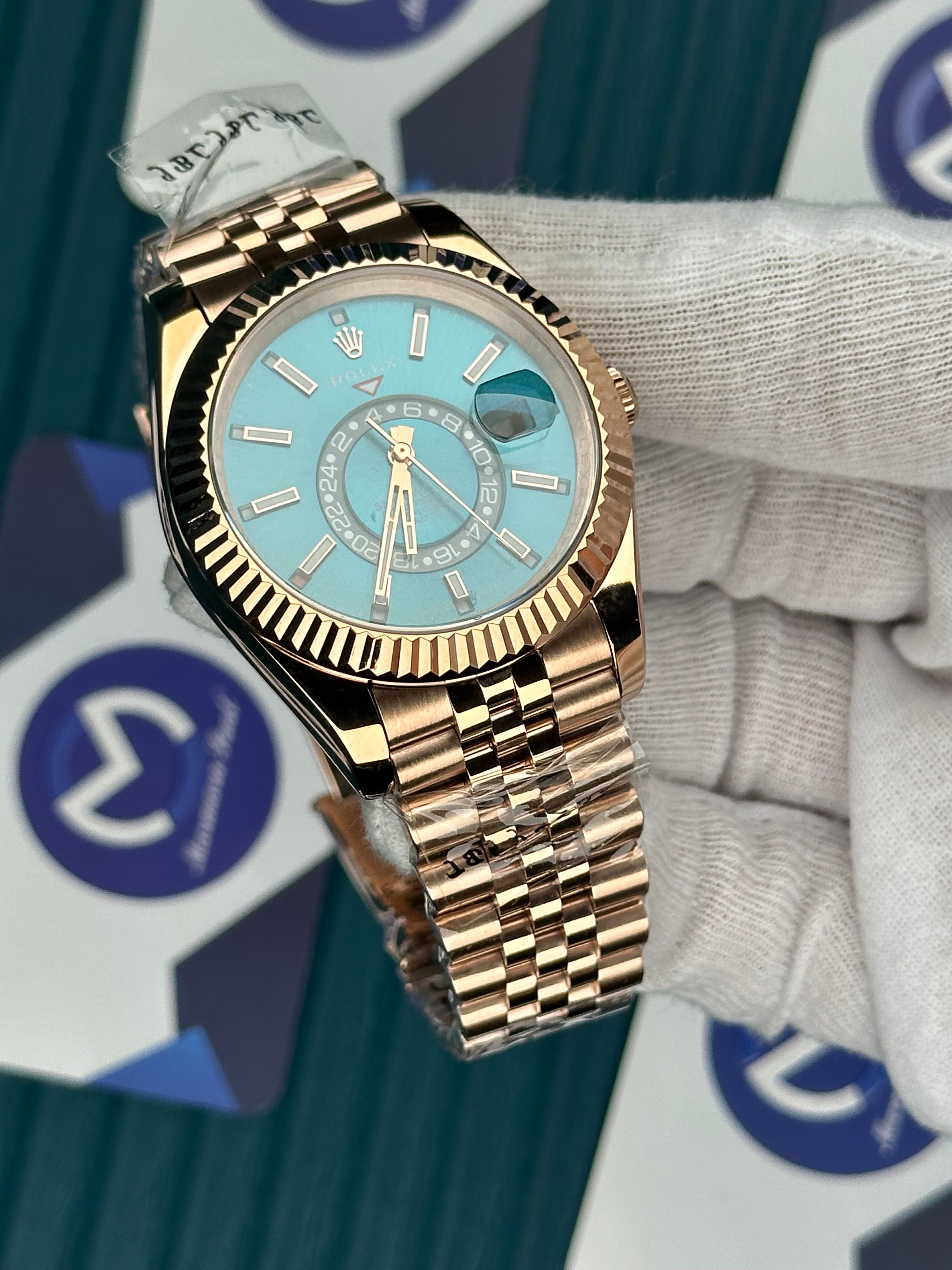 ROLEX SKY-DWELLER BLUE DIAL ROSE JUBILE