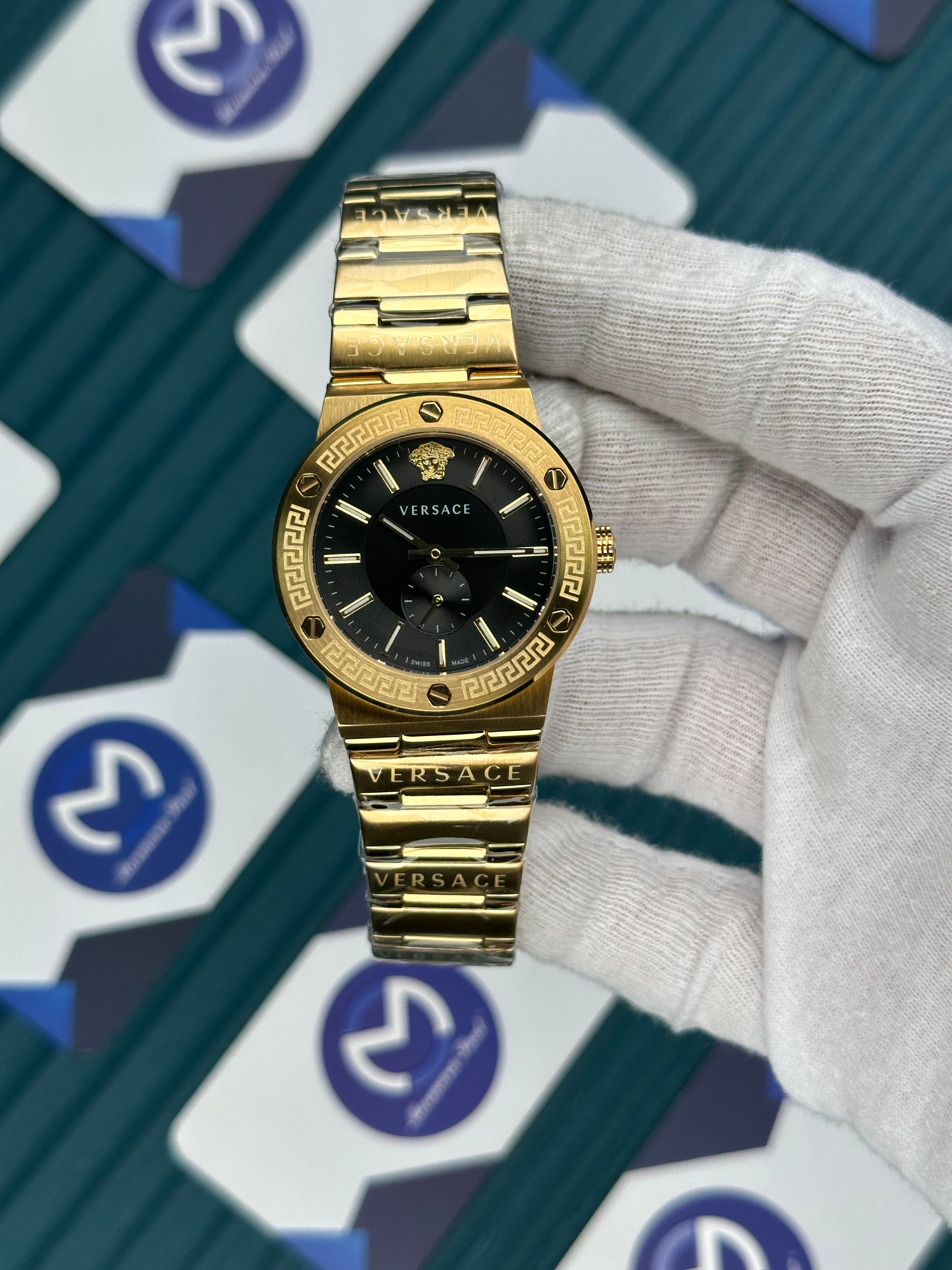 VERSACE 36 CHRONOMETER BLACK DIAL GOLD LADY