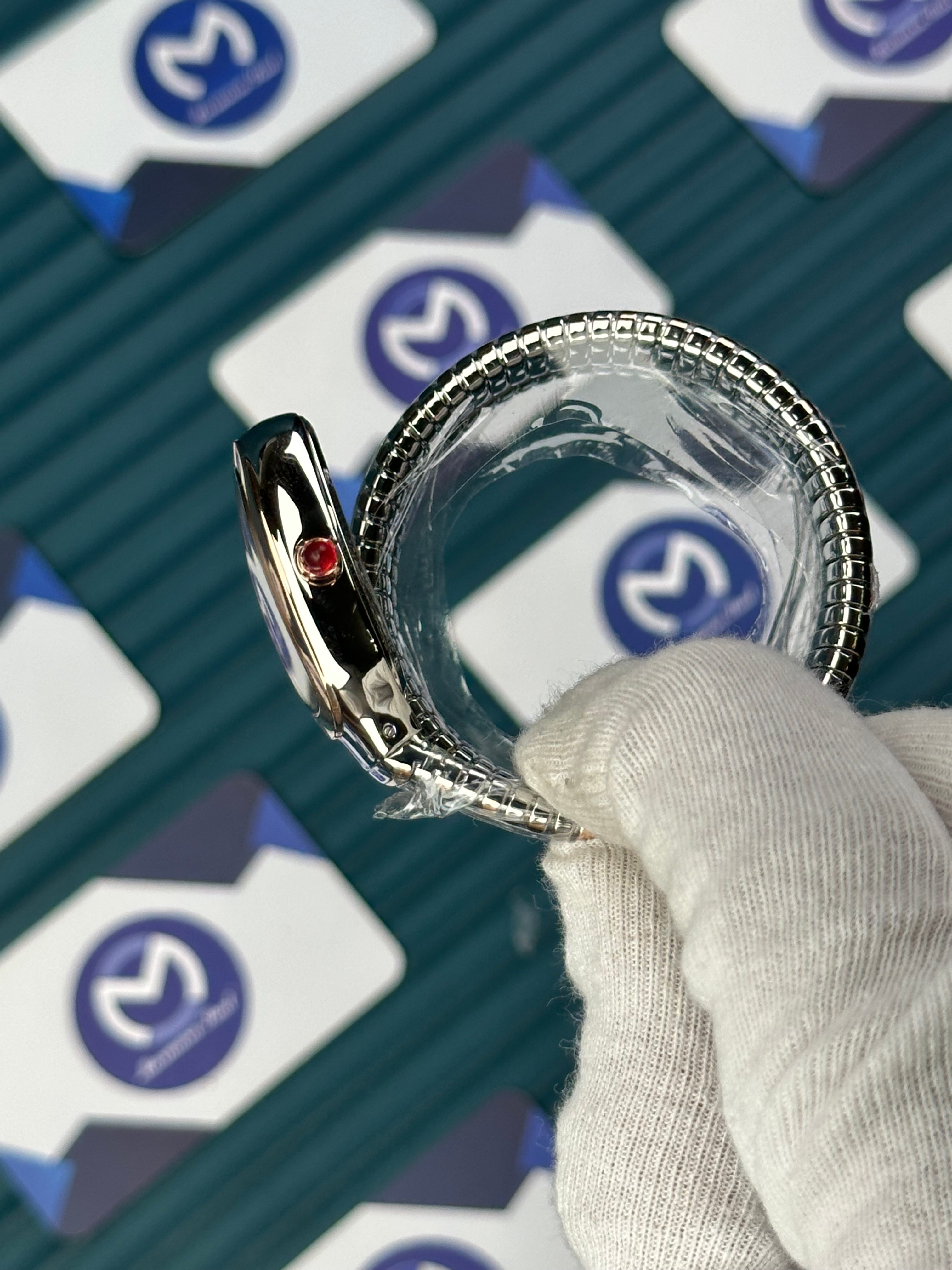 BVLGARI SERPENTI BLUE DIAL ROSE-SILVER LONG TUBOGAS