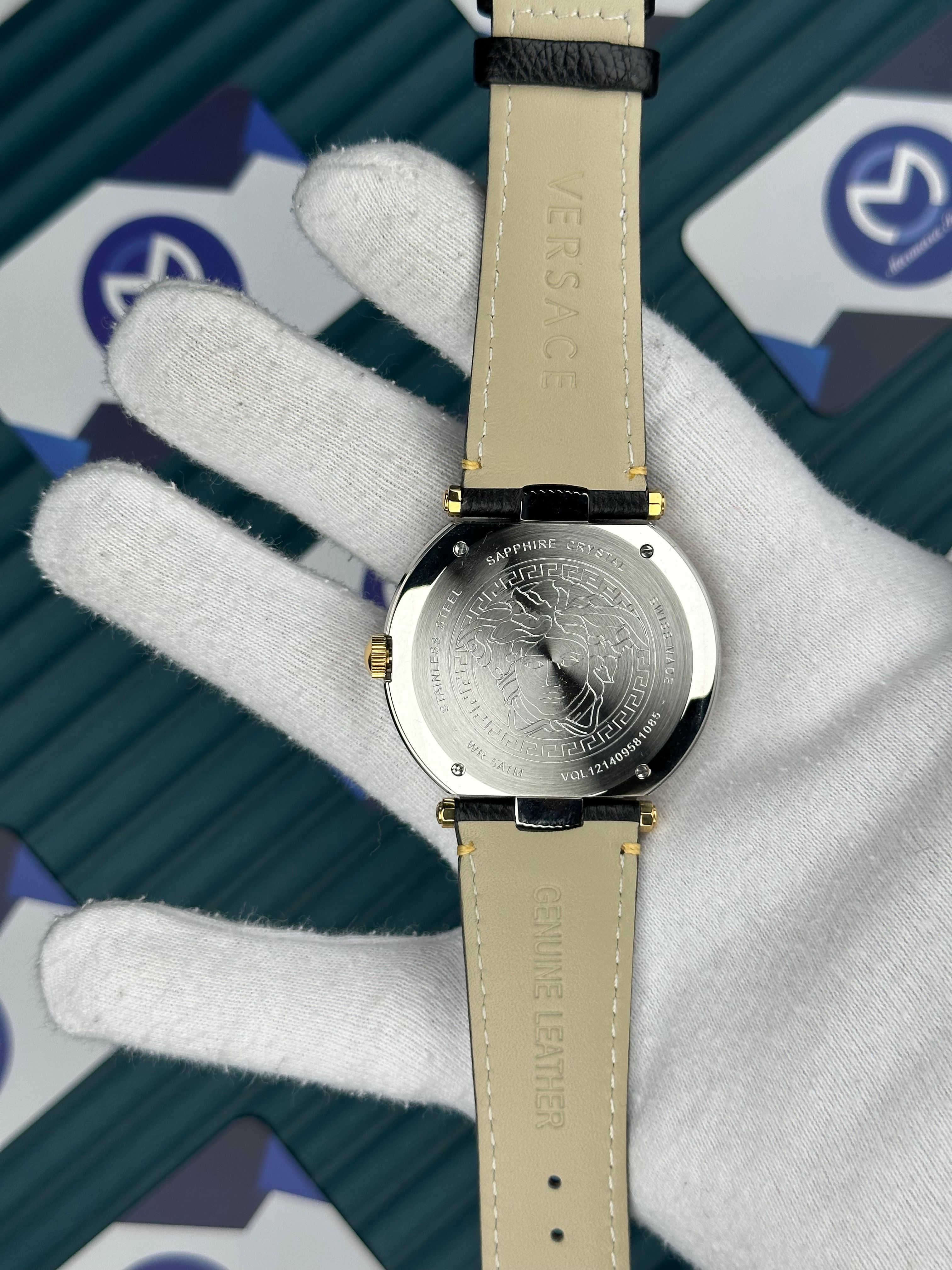 Versace Deri Kordon Gold Bezel Beyaz Kadran Yeni