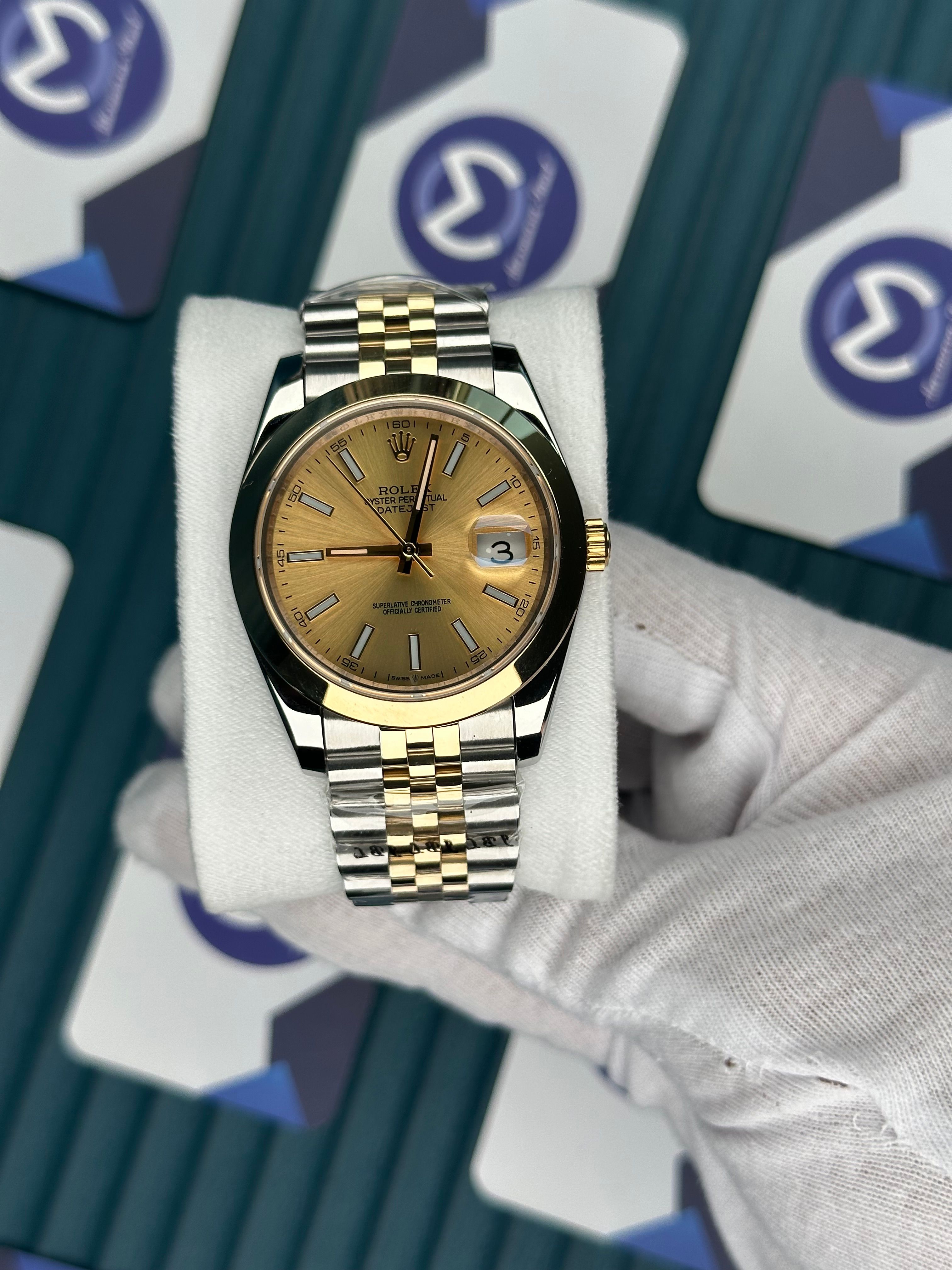 ROLEX DATEJUST OVAL BEZEL GOLD DIAL  GOLD-SILVER JUBILE